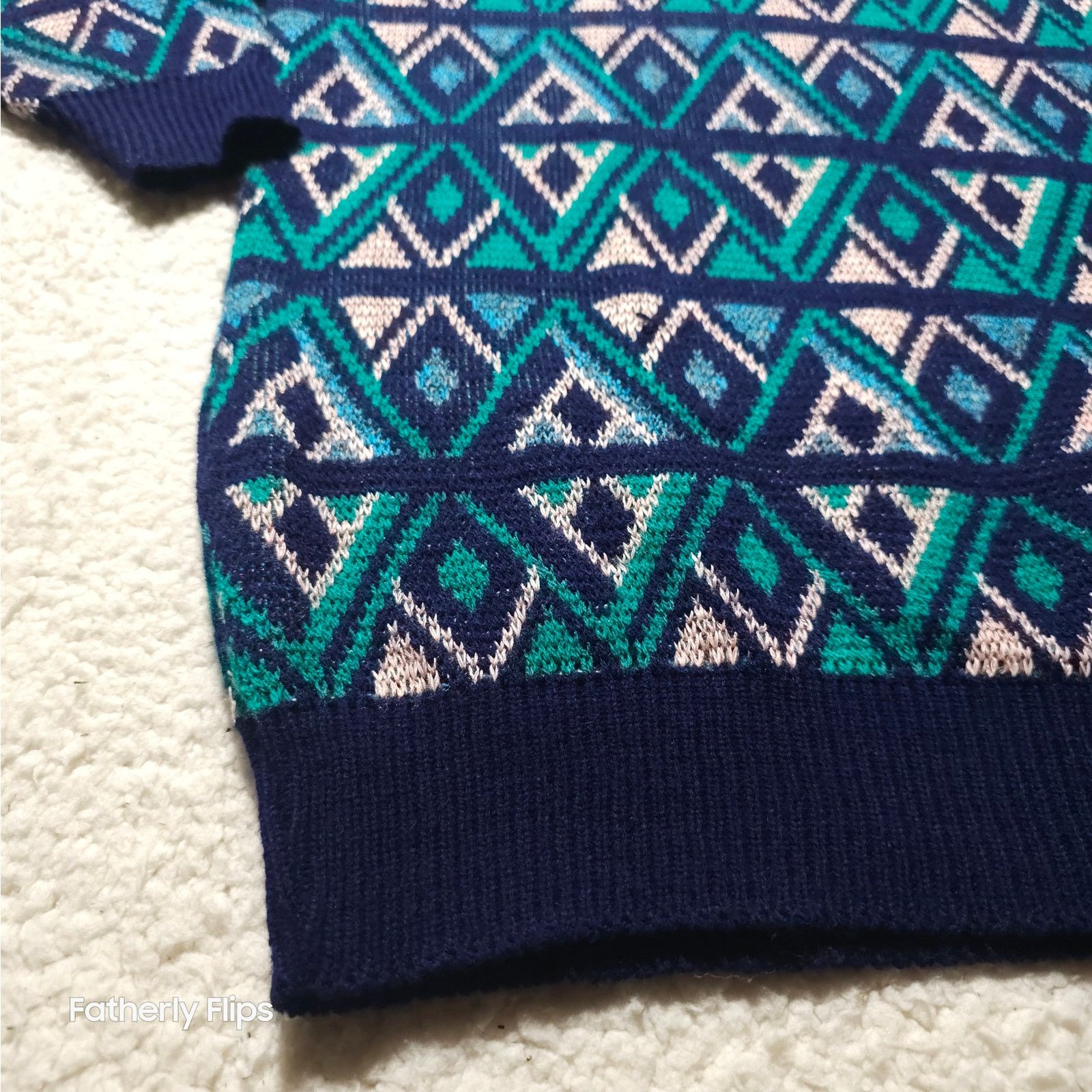 Other VTG 90s Geometric Abstract Knit Sweater Blue Green L coogi Size US L / EU 52-54 / 3 - 6 Thumbnail