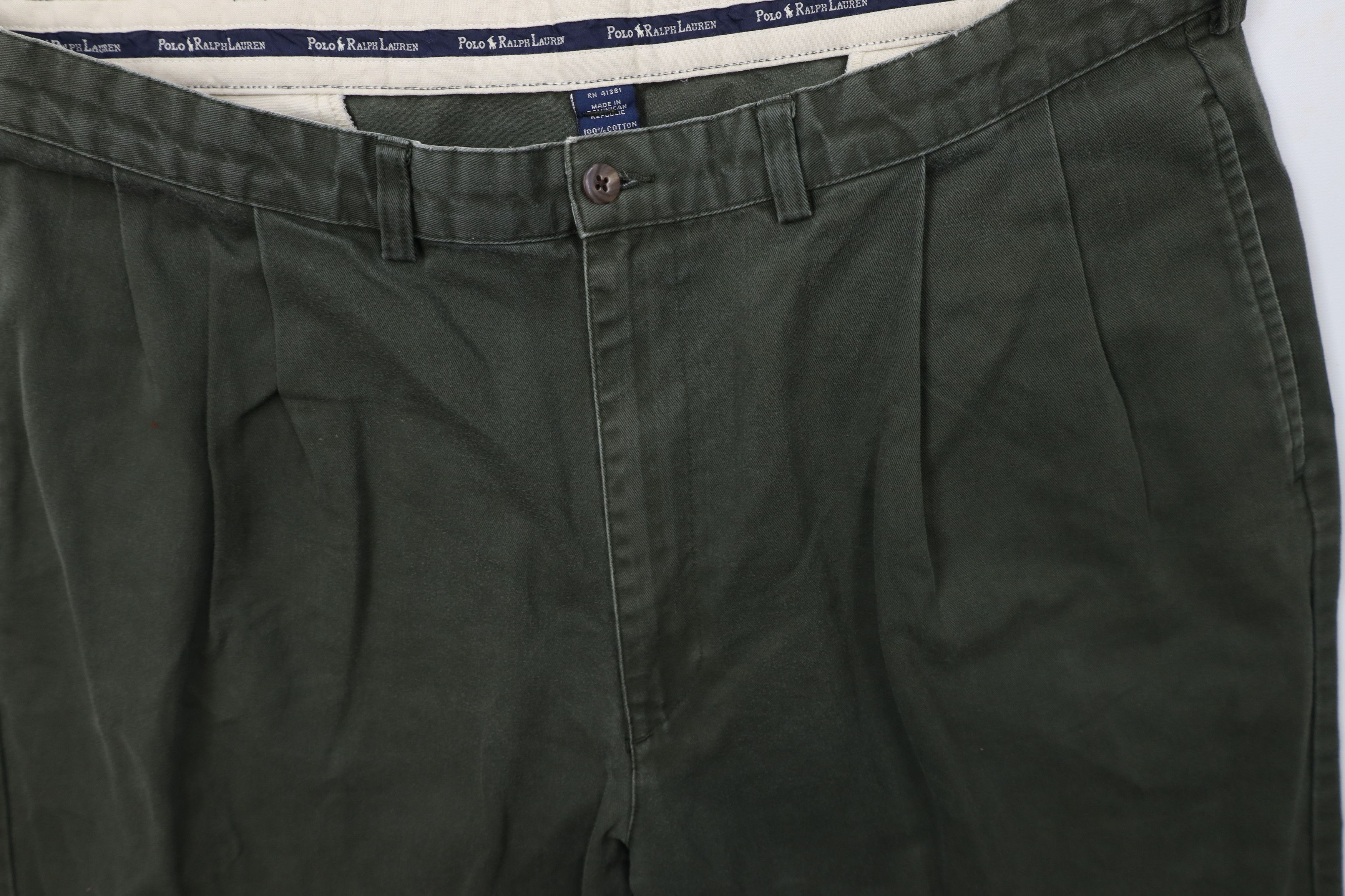 Ralph Lauren × Vintage Vintage 90s Ralph Lauren Wide Leg Chino Pants Green Cotton Size US 38 / EU 54 - 6 Thumbnail