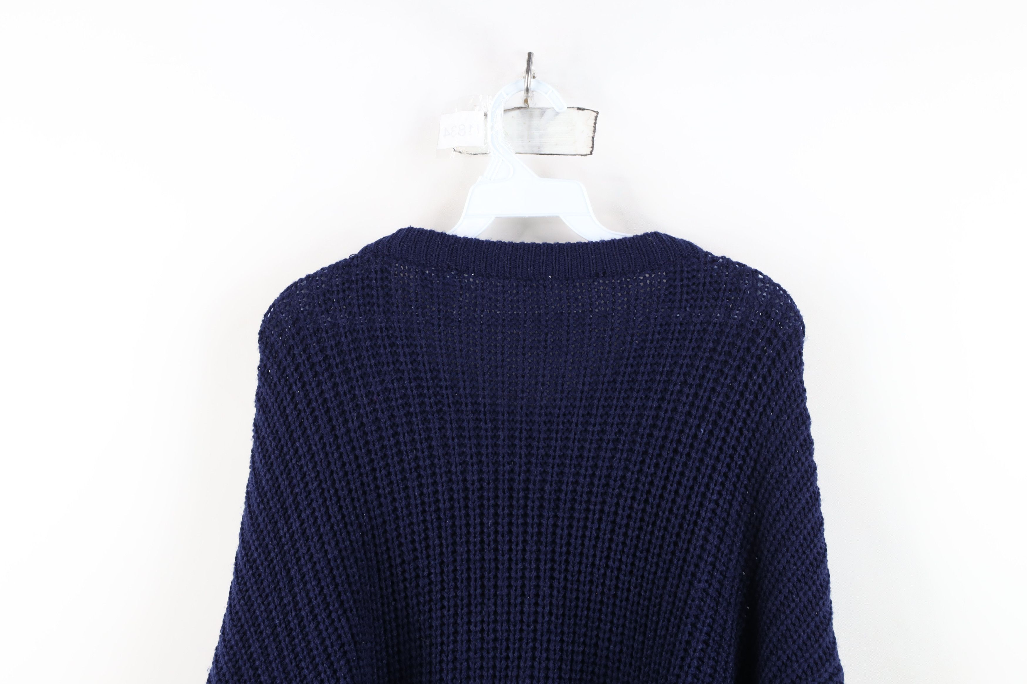 Vintage Vintage 90s Streetwear Ribbed Knit Crewneck Sweater Blue Size US L / EU 52-54 / 3 - 9 Thumbnail