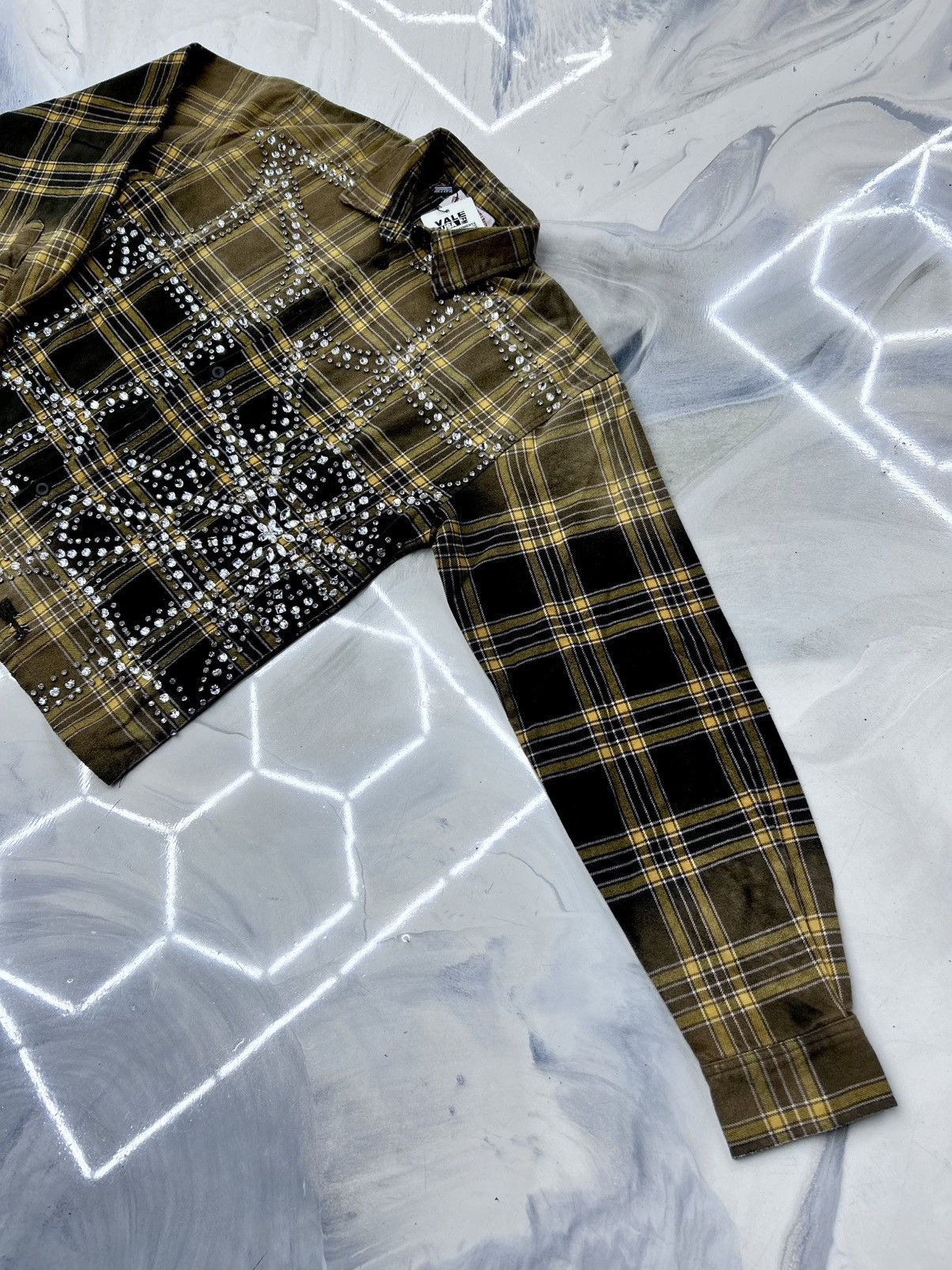 Vale Chocolate Crystal Flannel Black Yellow Size S