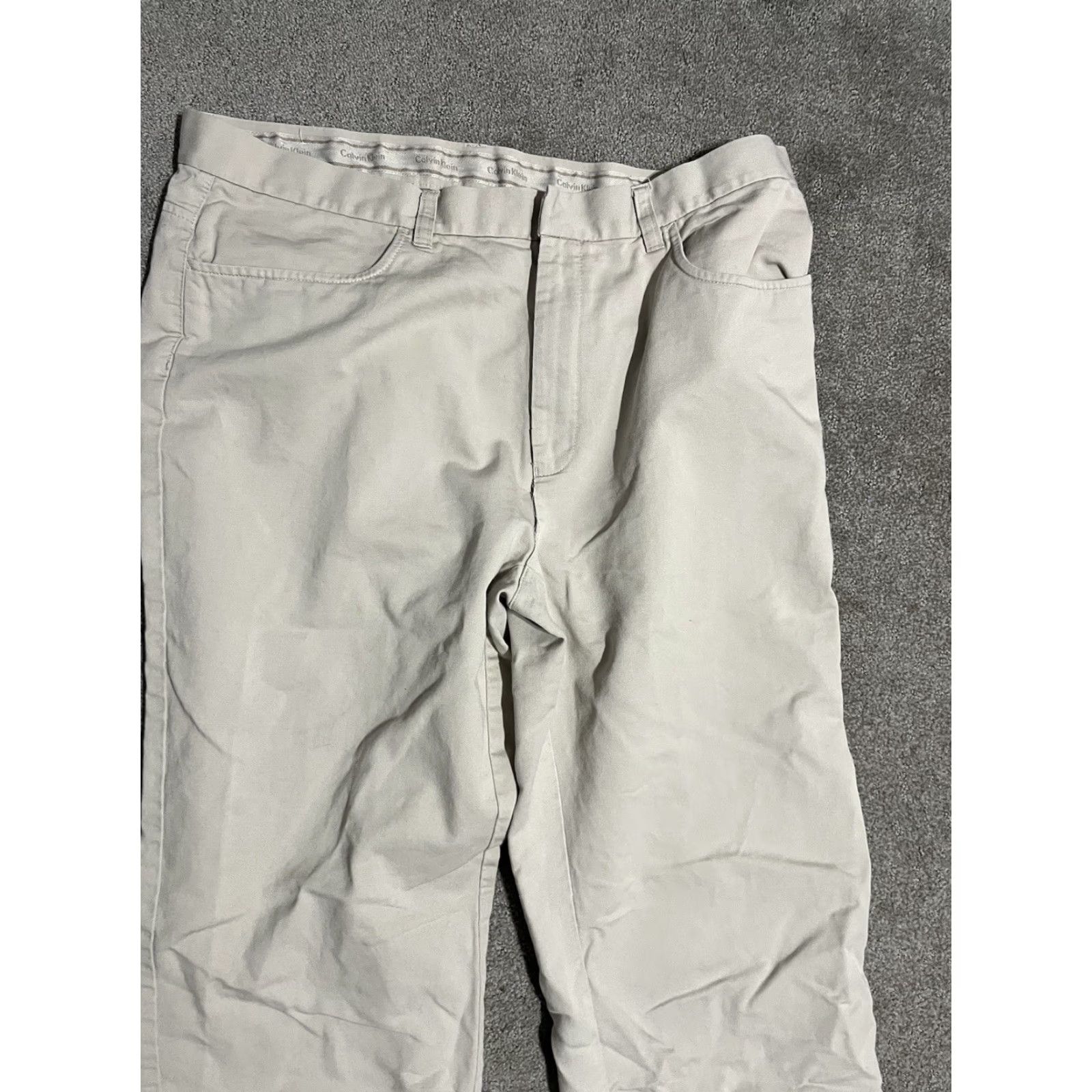 Calvin Klein Calvin Klein 36c32 Straight 4-Pocket Flat Front Chino Pants Men Beige Relaxed Size US 36 / EU 52 - 4 Thumbnail