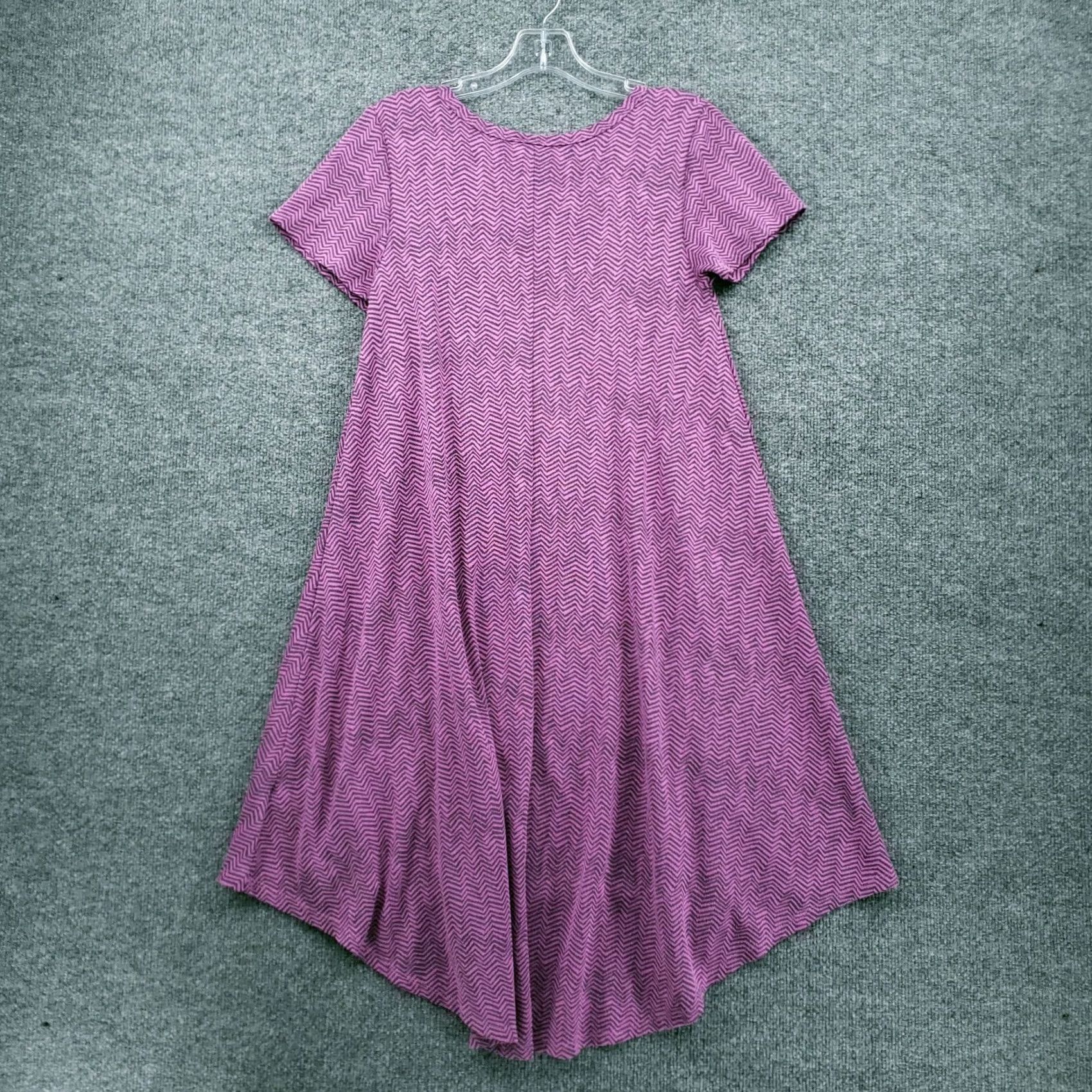 Vintage VINTAGE LuLaRoe Dress Womens 2XS Purple Trapeze Swing Hi-Low Short Sleeve Chevron Knit Casual Womens Size 24" / US 00 / IT 34 - 2 Thumbnail