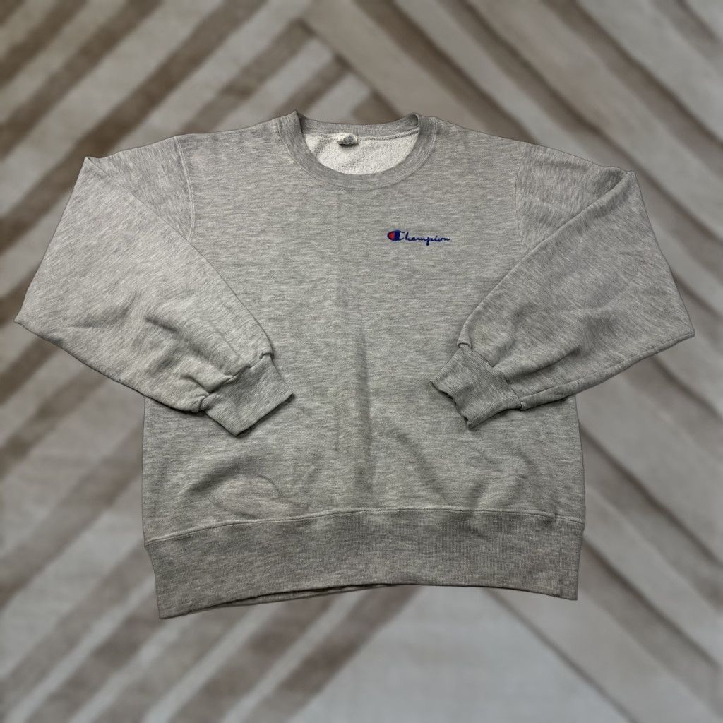 Champion VINTAGE Champion Sweatshirt USA Sweatshirt M Men Gray 50/50 Heather Logo Pullover USA 90s? Size US M / EU 48-50 / 2 - 1 Thumbnail