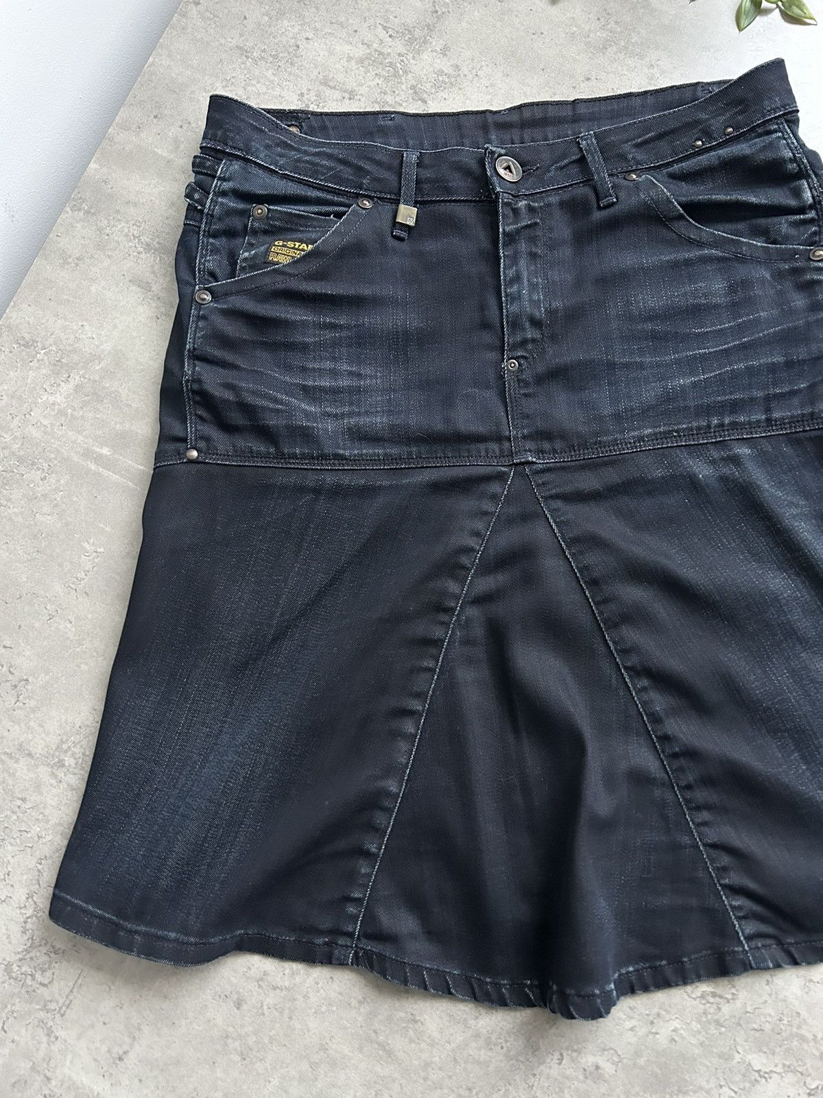 G-Star Vintage Cargo GStar waxed skirt denim Size 29" - 2 Thumbnail