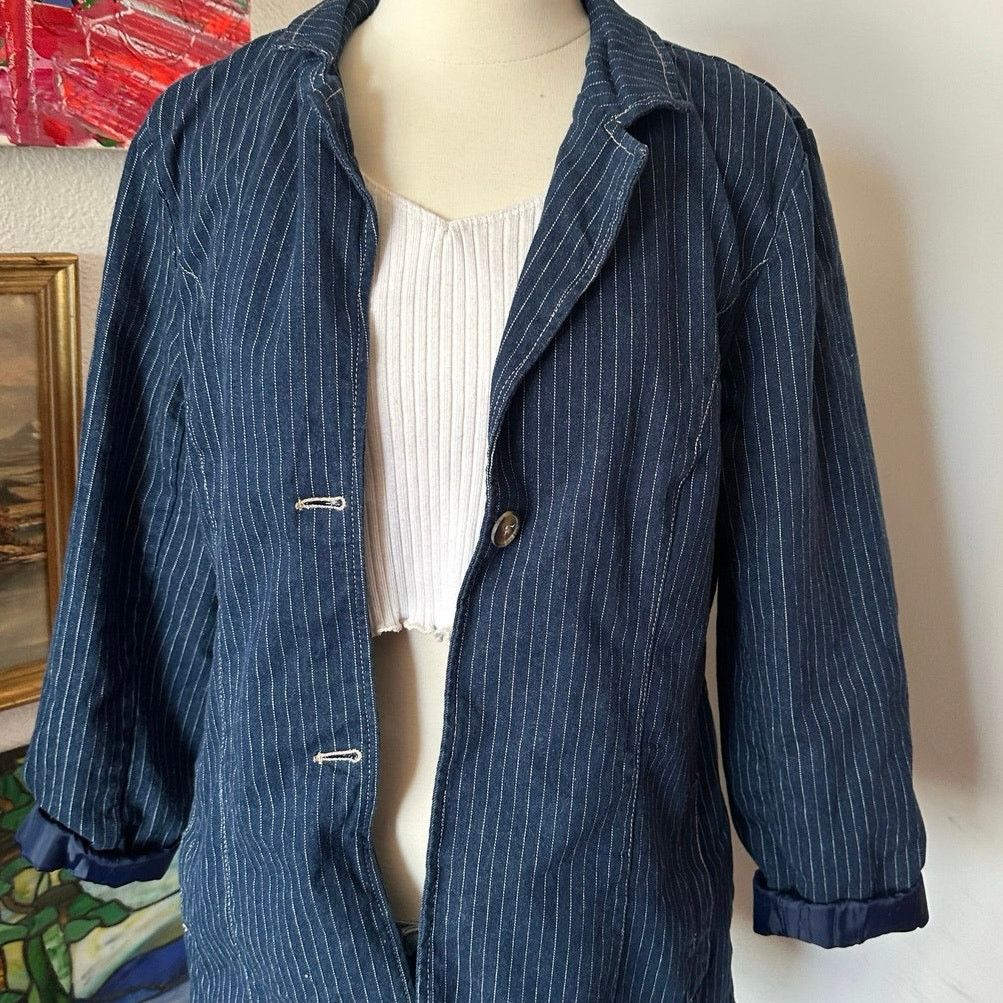 Other denim & co striped denim blue blazer Size S / US 4 / IT 40 - 2 Thumbnail