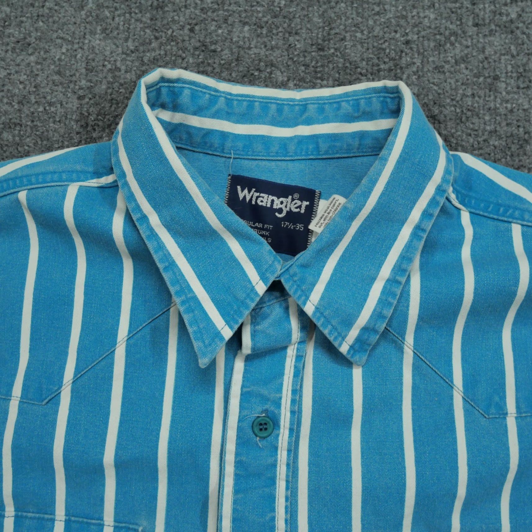 Wrangler VINTAGE Wrangler Shirt Mens 2XL Blue 90s Western Striped Button-Up Canvas Long Sleeve Pockets Size US XXL / EU 58 / 5 - 3 Thumbnail