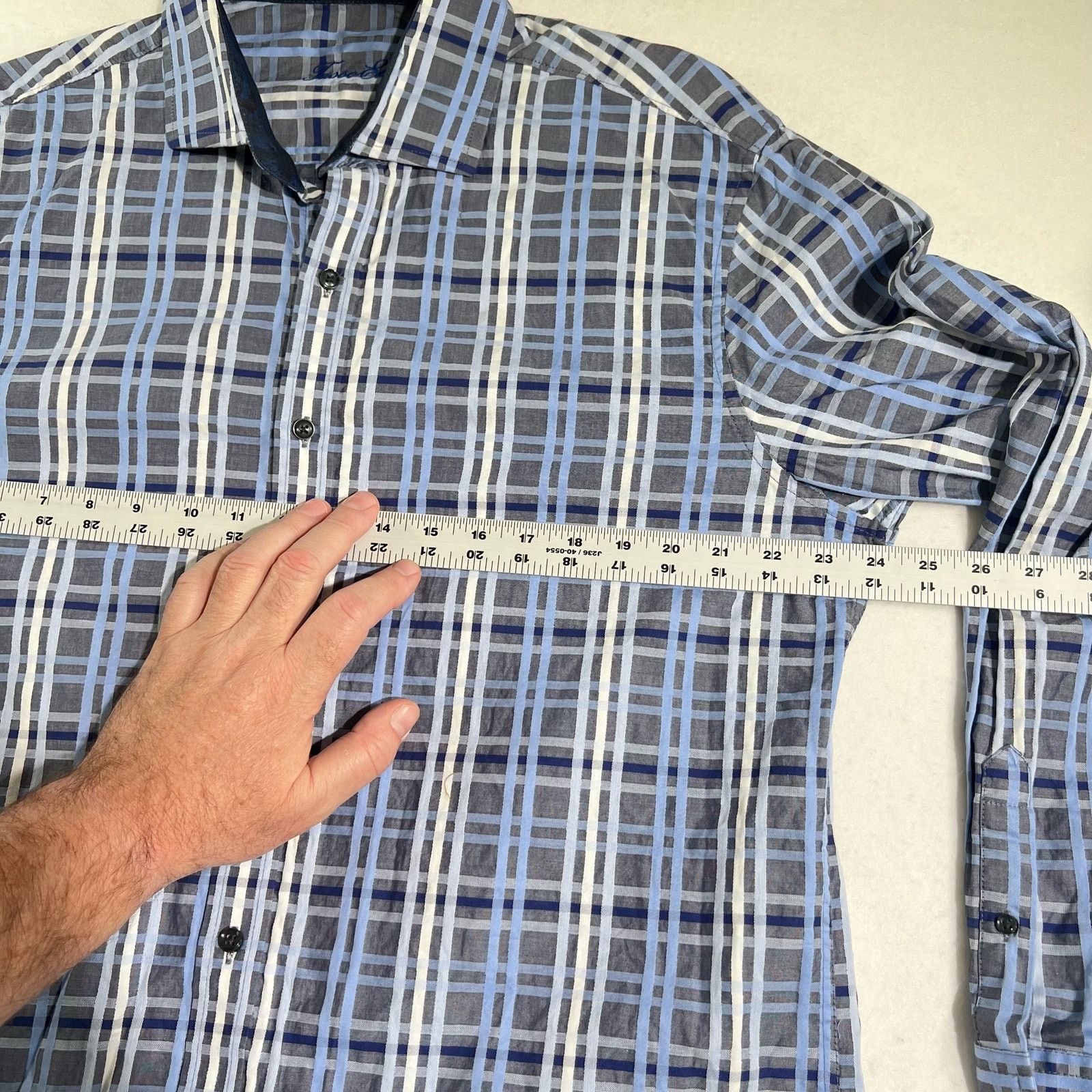 Tasso Elba Tasso Elba Button Shirt Mens Large 16-16.5 Blues White Check Size US M / EU 48-50 / 2 - 8 Thumbnail