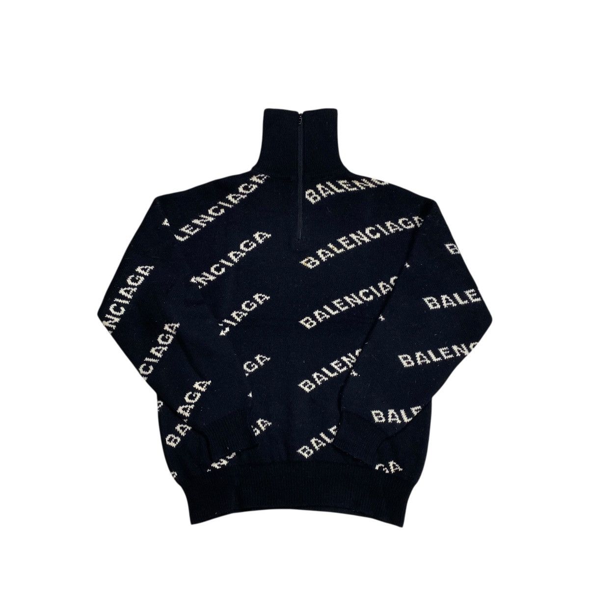 Balenciaga Balenciaga Halfzip Intarsia Logo Oversized Knitwear Size US S / EU 44-46 / 1 - 3 Thumbnail