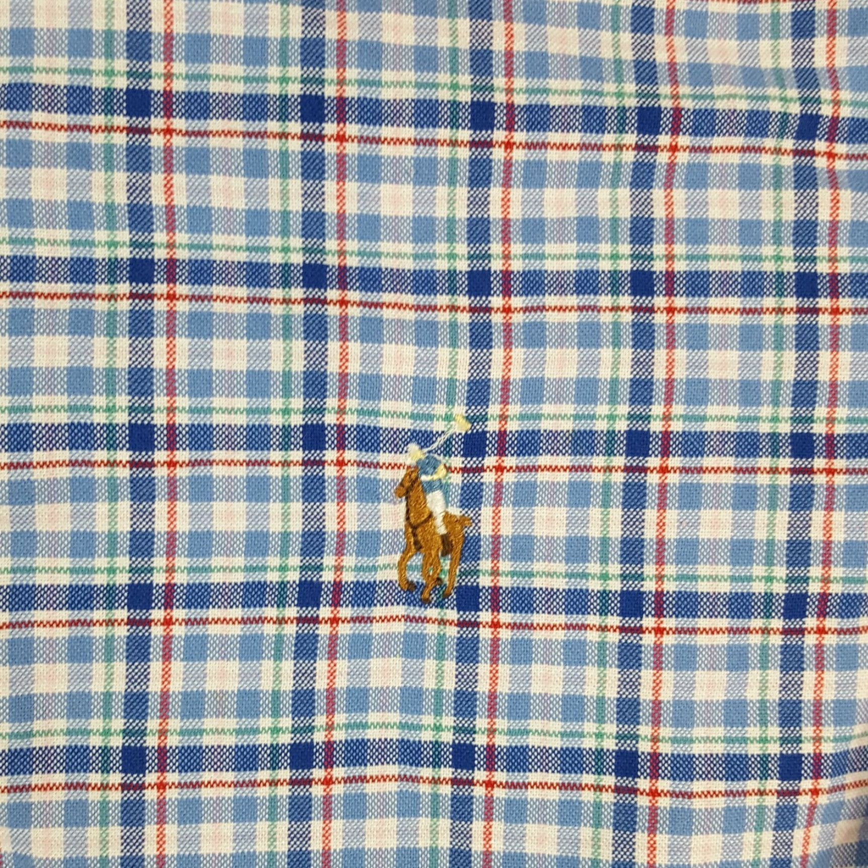 Ralph Lauren VINTAGE Ralph Lauren Plaid Pony Logo Shirt Men's Medium Blue Button-Down - 90s Preppy Golf/Casual Workwear Size US M / EU 48-50 / 2 - 3 Thumbnail