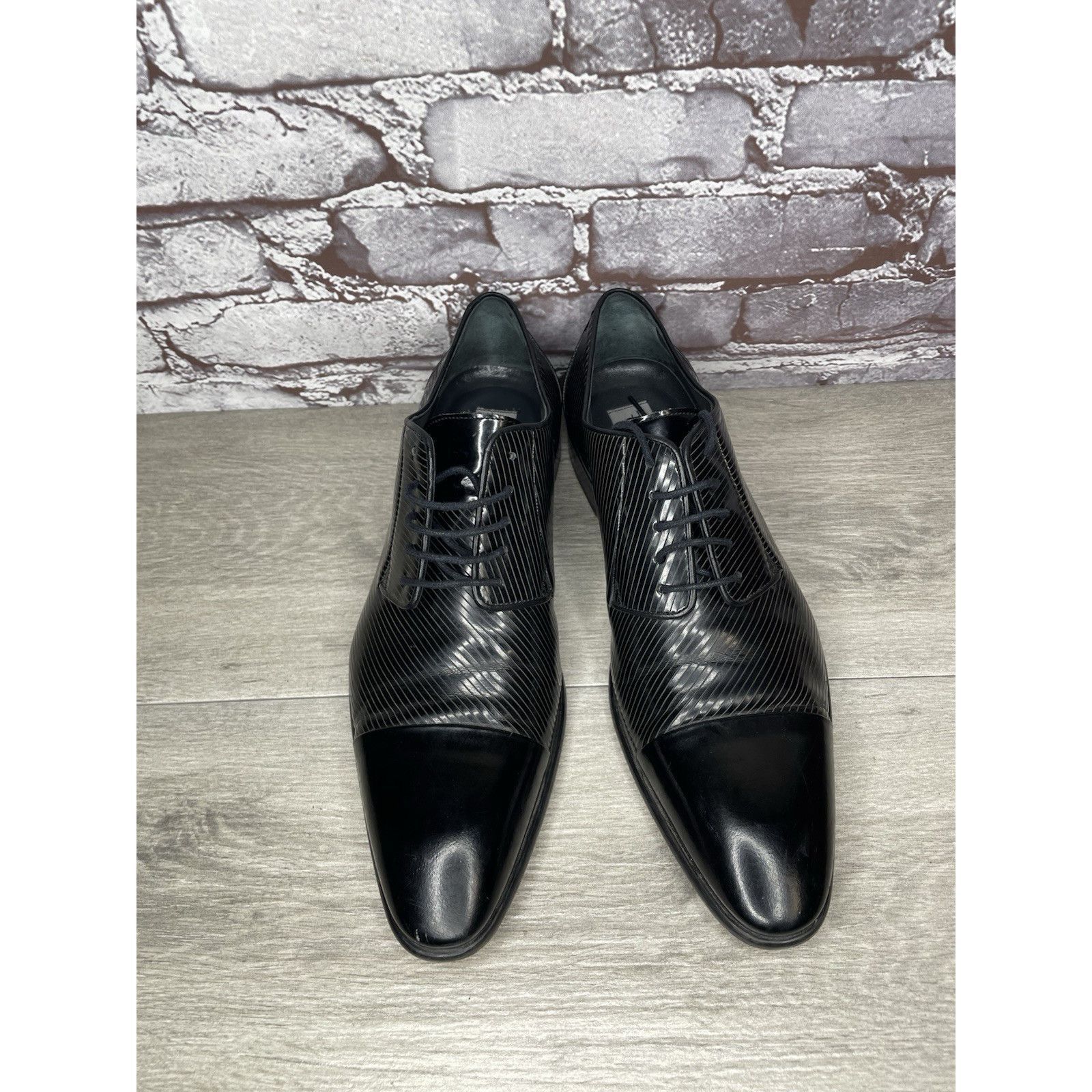 Other F. Crunell Vero Cuoio Black Leather Cap Toe Designer Dress S Size US 9 / EU 42 - 19 Thumbnail