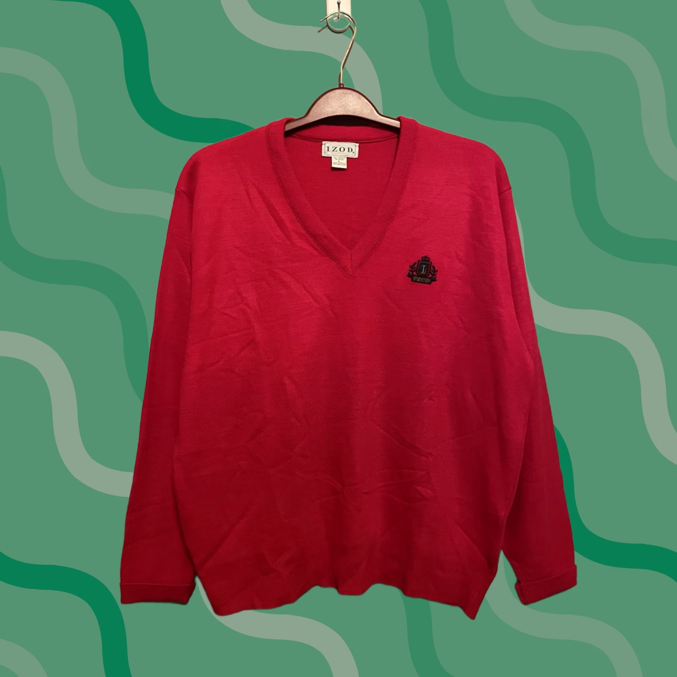 Izod VINTAGE Izod Sweater Shirt Red V-Neck Pullover Large Men Acrylic L Red Mens Size US L / EU 52-54 / 3 - 1 Thumbnail