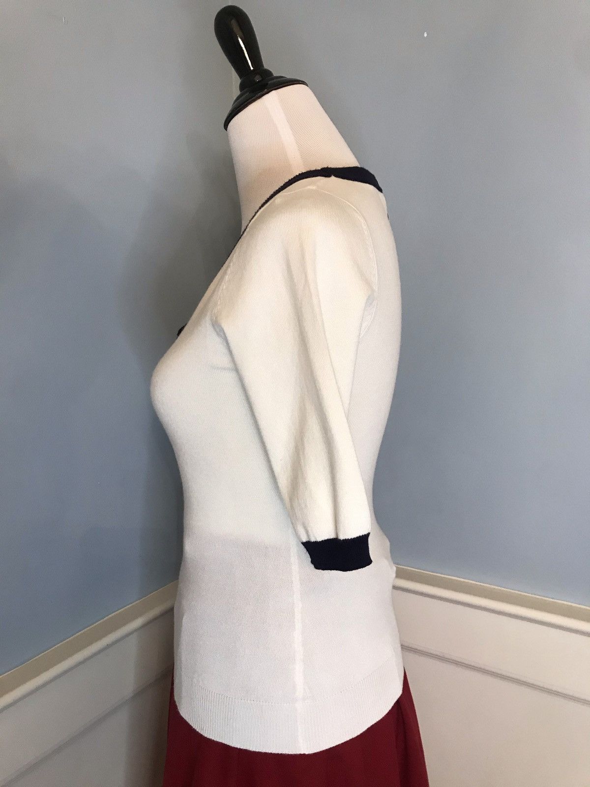 Other NWT Collectif Freya Knitted Top in ivory and navy Sz M Size M / US 6-8 / IT 42-44 - 5 Thumbnail