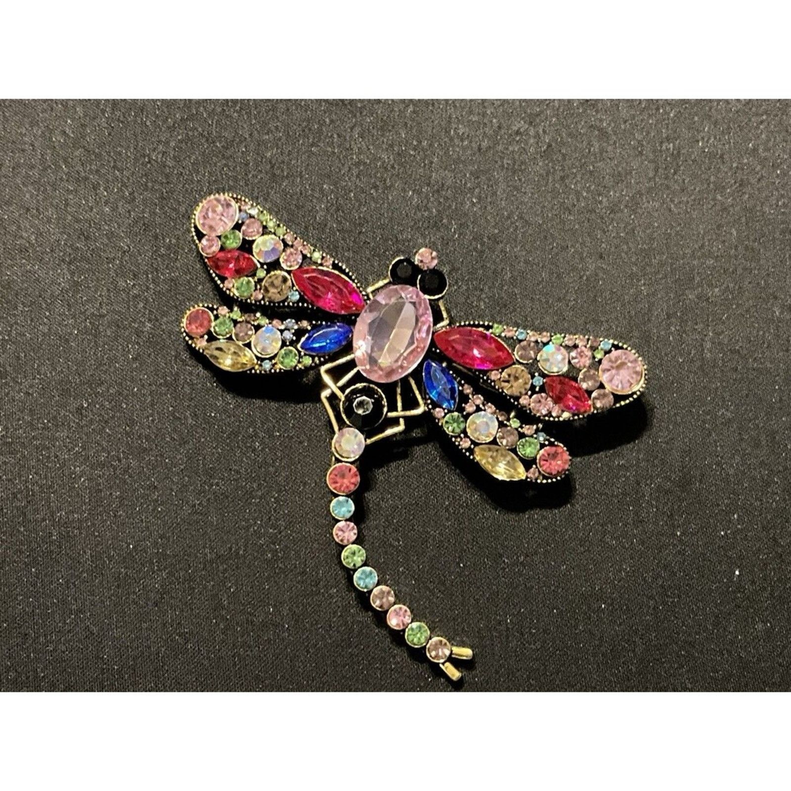 Other Contemporary Large Rhinestone Dragon Fly C Clamp Brooch Size ONE SIZE - 1 Thumbnail
