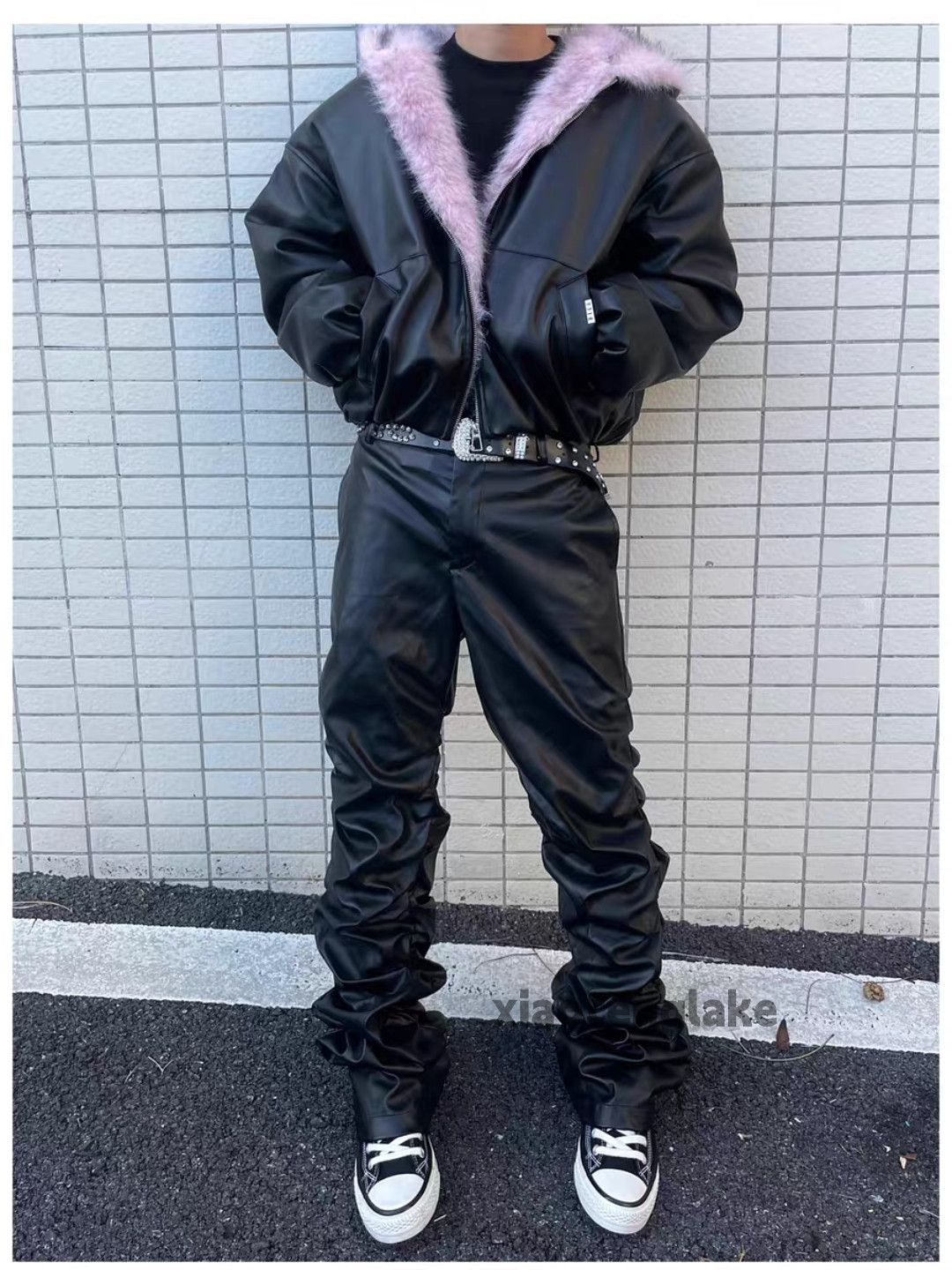 Designer Unisex utility punk yuppie pu skate hiphop pleated pants Size US 34 / EU 50 - 8 Thumbnail