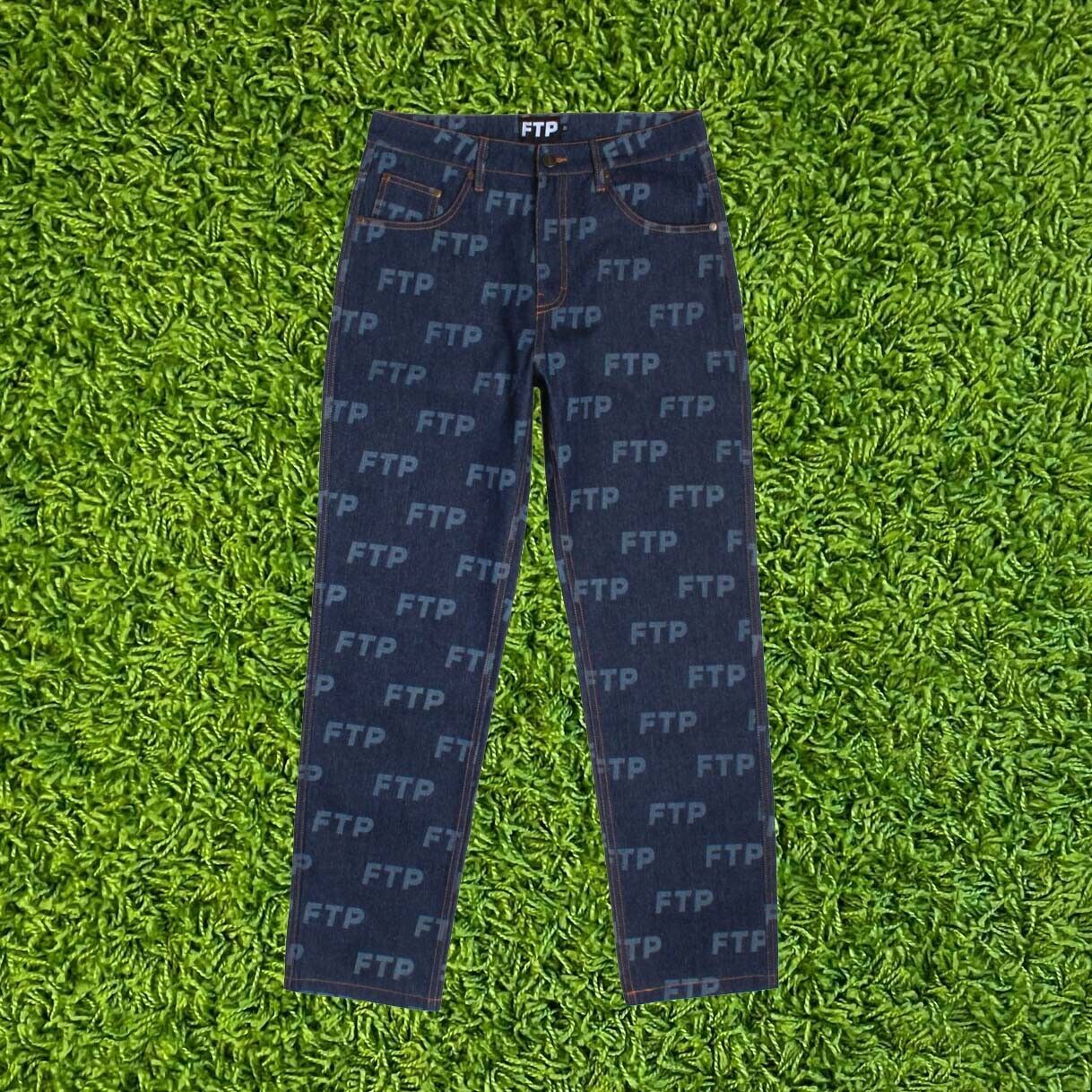 image of Fuck The Population Ftp All Over Denim Pant Indigo (2021) Size 36, Men's