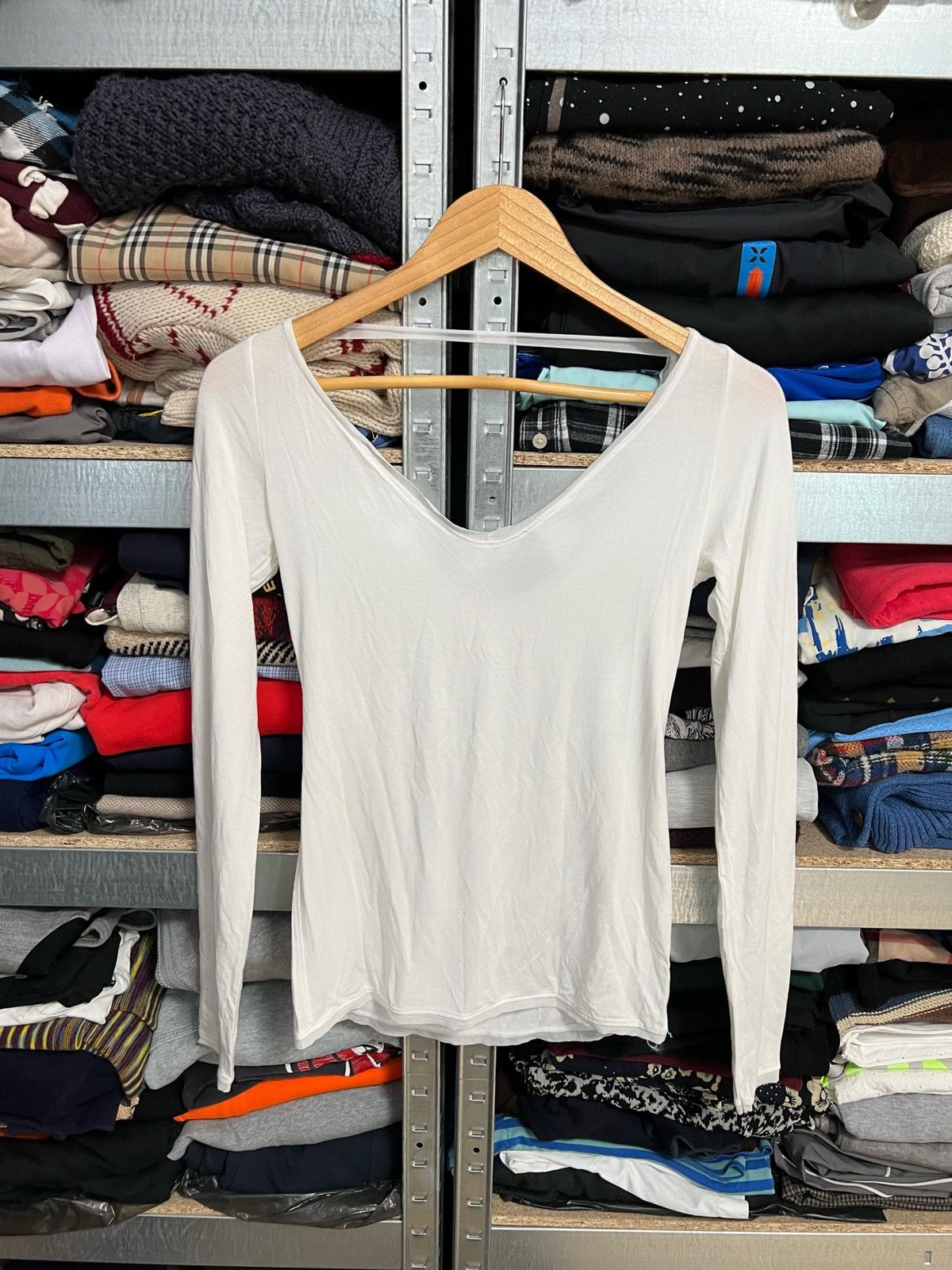 Designer × Sarah Pacini Sarah Pacini White Stretch Modal Long Sleeve Blouse Shirt Size XS / US 0-2 / IT 36-38 - 4 Thumbnail