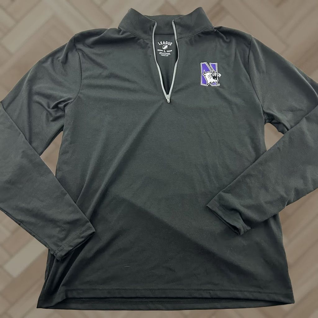 Vintage League Northwestern 1/4 Zip Pullover Lightweight Jacket Men's L Black Size US L / EU 52-54 / 3 - 1 Thumbnail