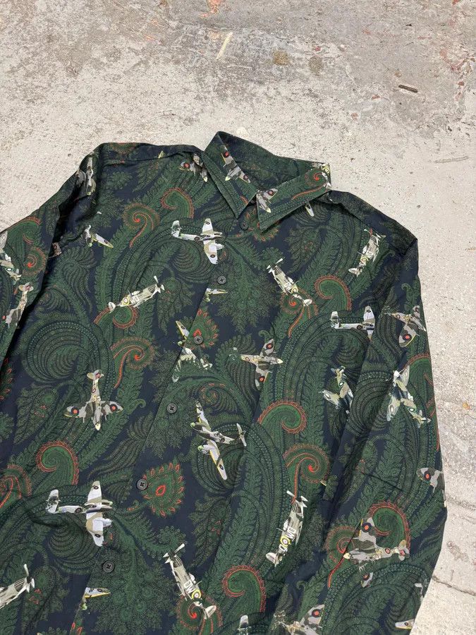 Designer × Givenchy × Vintage 2010s Givenchy Green Aviator Flowers Shirt Size US L / EU 52-54 / 3 - 5 Thumbnail
