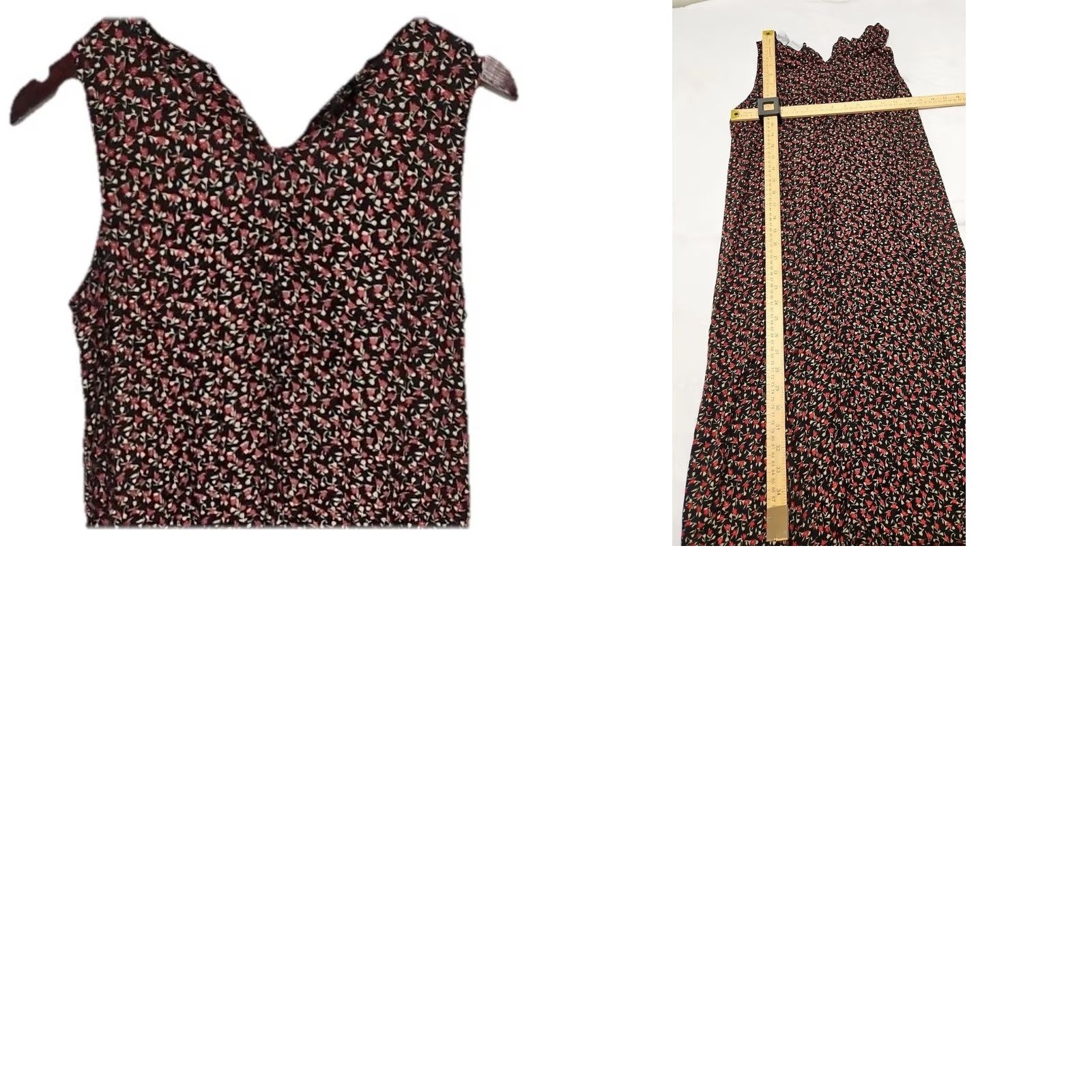 Vintage Carolina Floral Midi Dress Womens 10 Black Pink Sleeveless Cottagecore Casual Easy Relaxed Silhouette Size L / US 10 / IT 46 - 8 Thumbnail