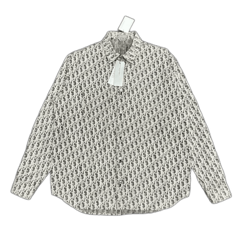 New DIOR Logo Denim Shirt in Gray-2506