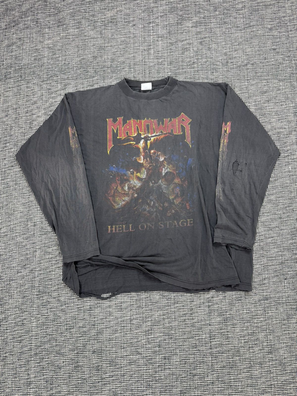 Trashed 90s manowar smoked fader long sleeve band tee