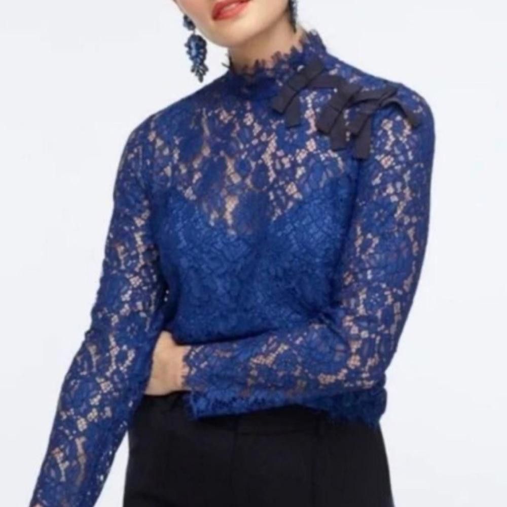 J.Crew J. Crew l Mockneck Top In Floral Lace Size 0 Size XS / US 0-2 / IT 36-38 - 1 Thumbnail