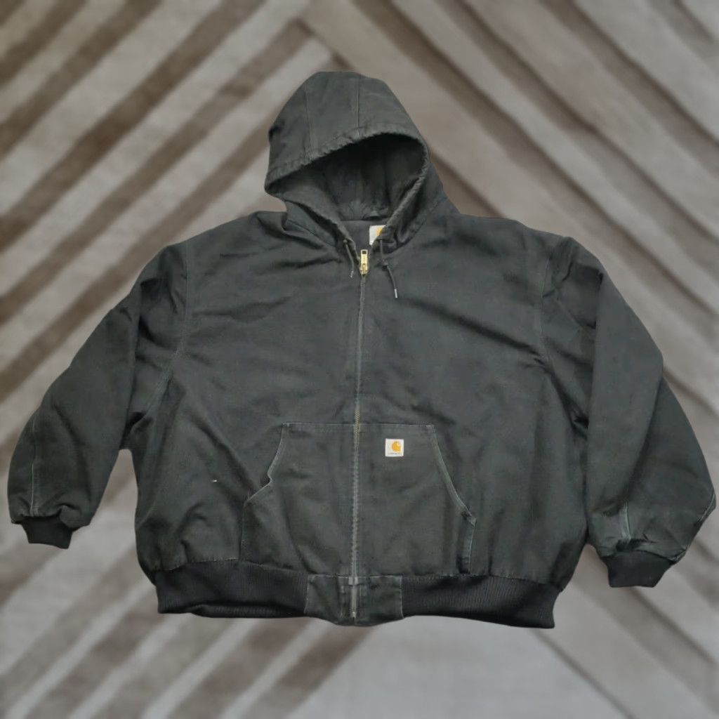 Carhartt Carhartt Jacket Mens 5XL Black J140 BLK Distressed Grunge Work Wear Active Jacket Short Zip Canvas Cotton Lined Size US XXL / EU 58 / 5 - 1 Thumbnail