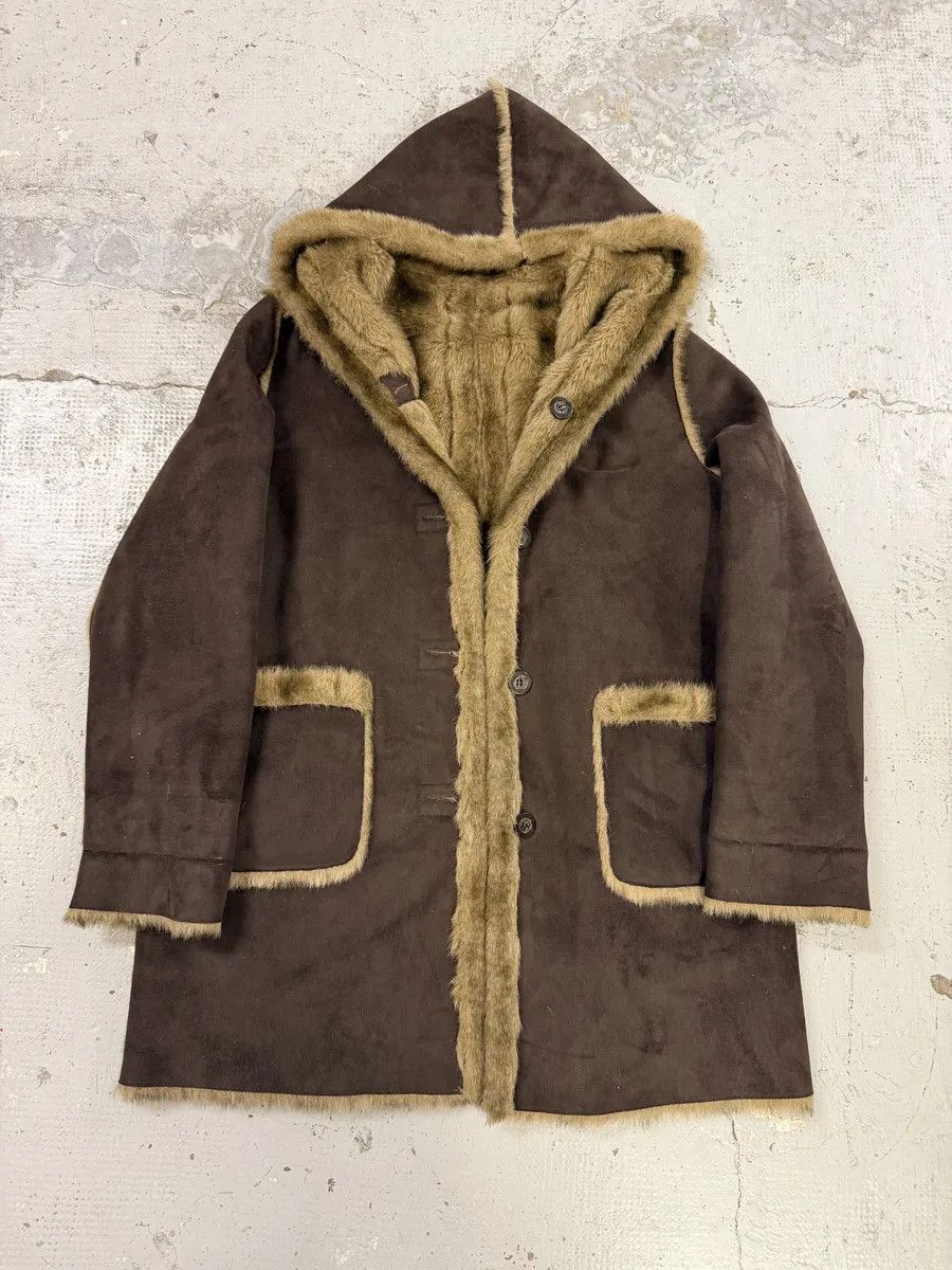 Balmain Balmain Beige Faux Fur & Brown Leather Reversible Hooded Coat Size US L / EU 52-54 / 3 - 2 Thumbnail