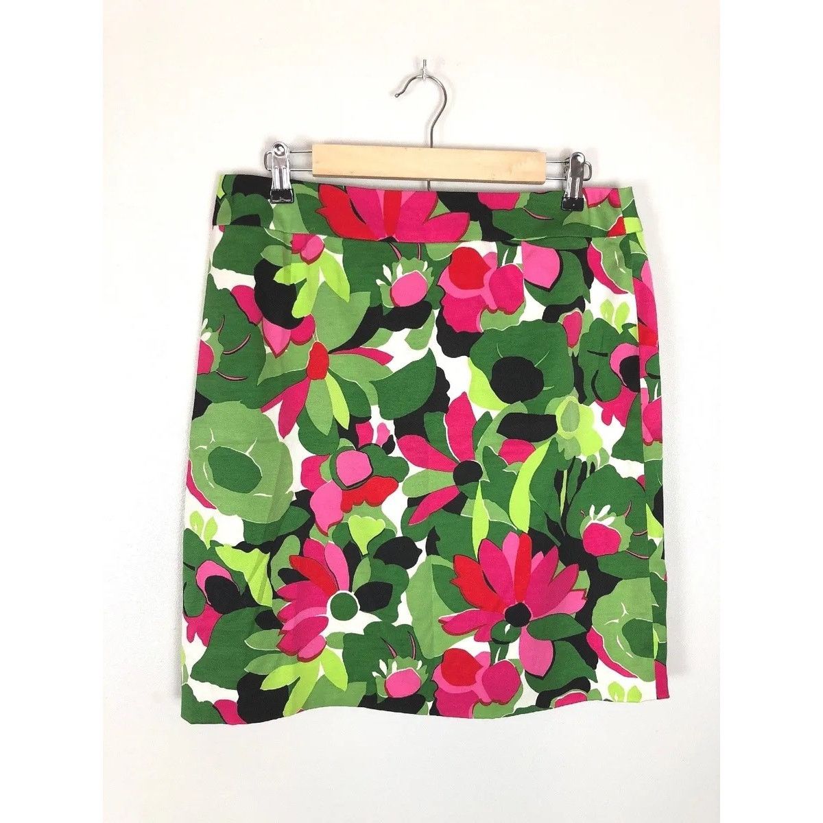 Vintage Talbots Vintage Pink Green Floral Silk Straight Skirt - 90s Size 32" / US 10 / IT 46 - 8 Thumbnail
