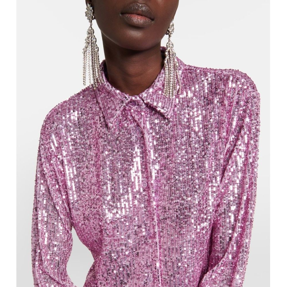 Tom Ford o1loc1c0924 CA3204 Liquid Sequins Shirt in Pink Size XS / US 0-2 / IT 36-38 - 3 Thumbnail