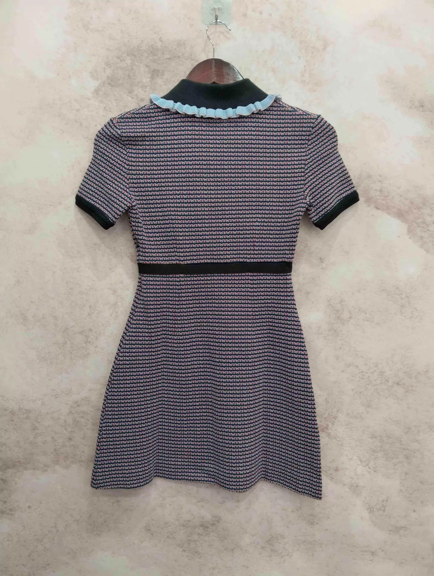 Miu Miu Miu Miu Ruffle Crystal Color Block Knit Dress XS Size XS / US 0-2 / IT 36-38 - 2 Thumbnail