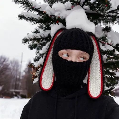 🔥Knitted Distressed Balaclava Face Mask cap hat y2k