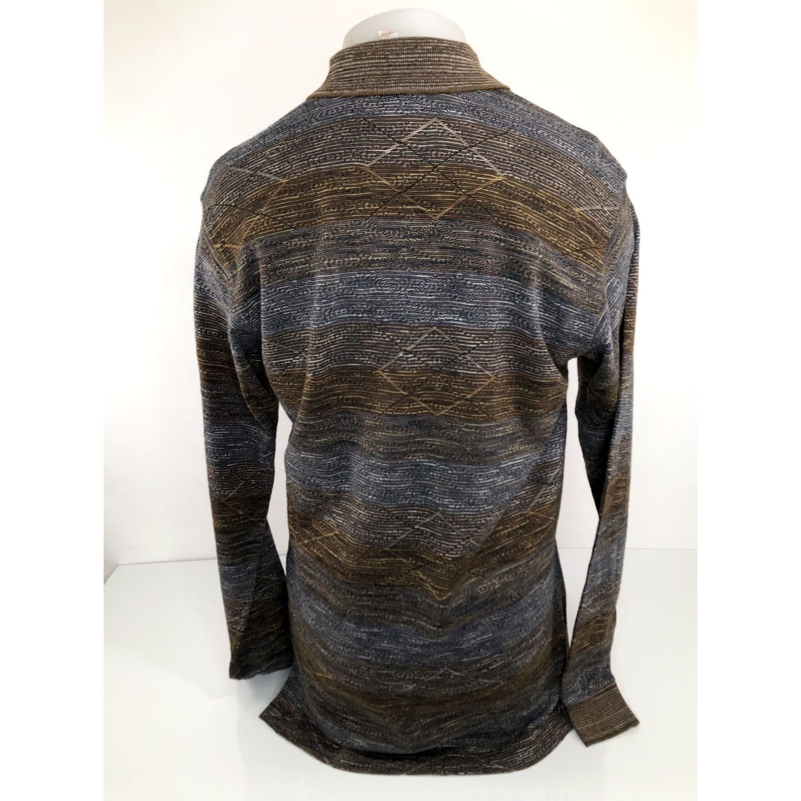 Vintage JHANE BARNES / ITALY - WOOL BLEND Textured Mens Md. Sweater Size US M / EU 48-50 / 2 - 4 Thumbnail