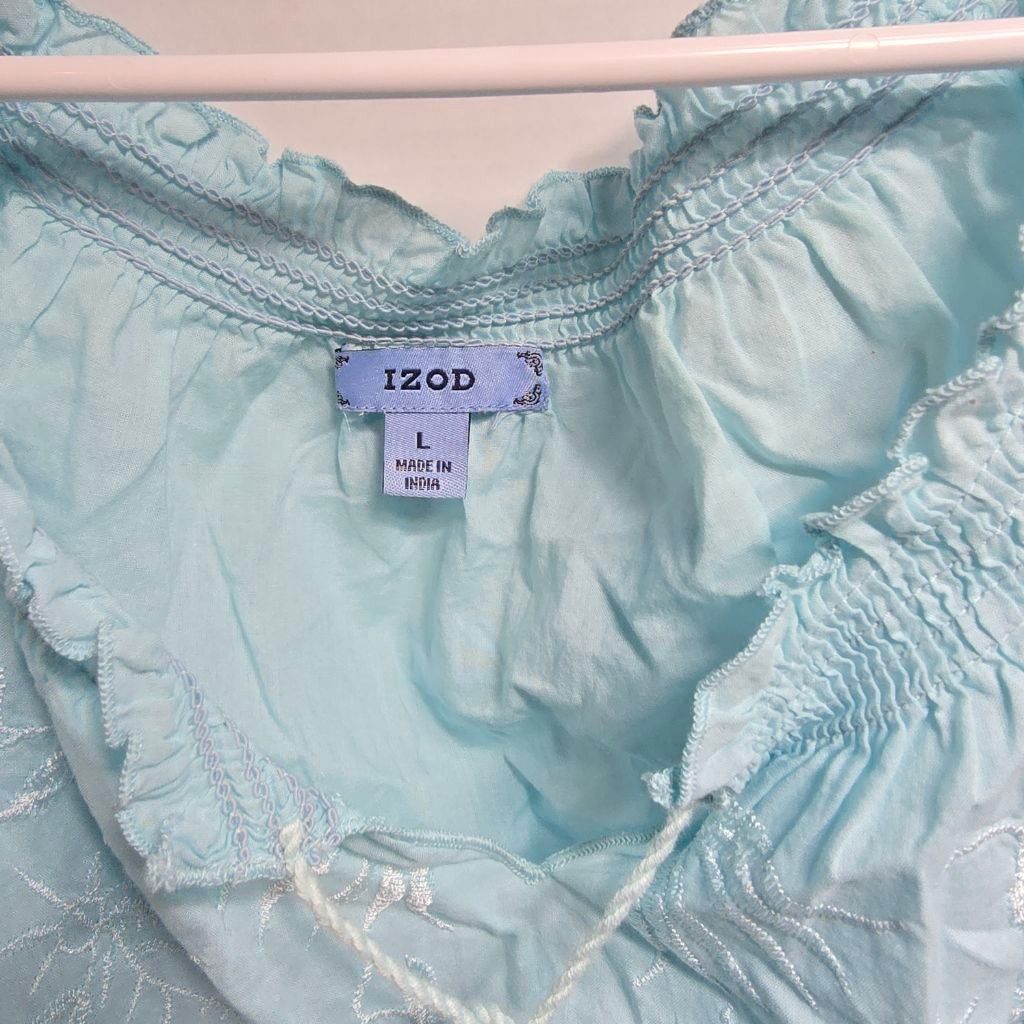 Izod Women's IZOD Light Blue Embroidered Blouse L Size L / US 10 / IT 46 - 3 Thumbnail