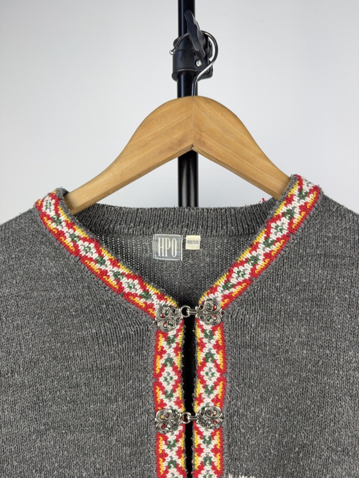 Designer × Vintage Vintage Norwegian Cardigan Sweater HPO Wool Look 48/50 Size US M / EU 48-50 / 2 - 2 Thumbnail