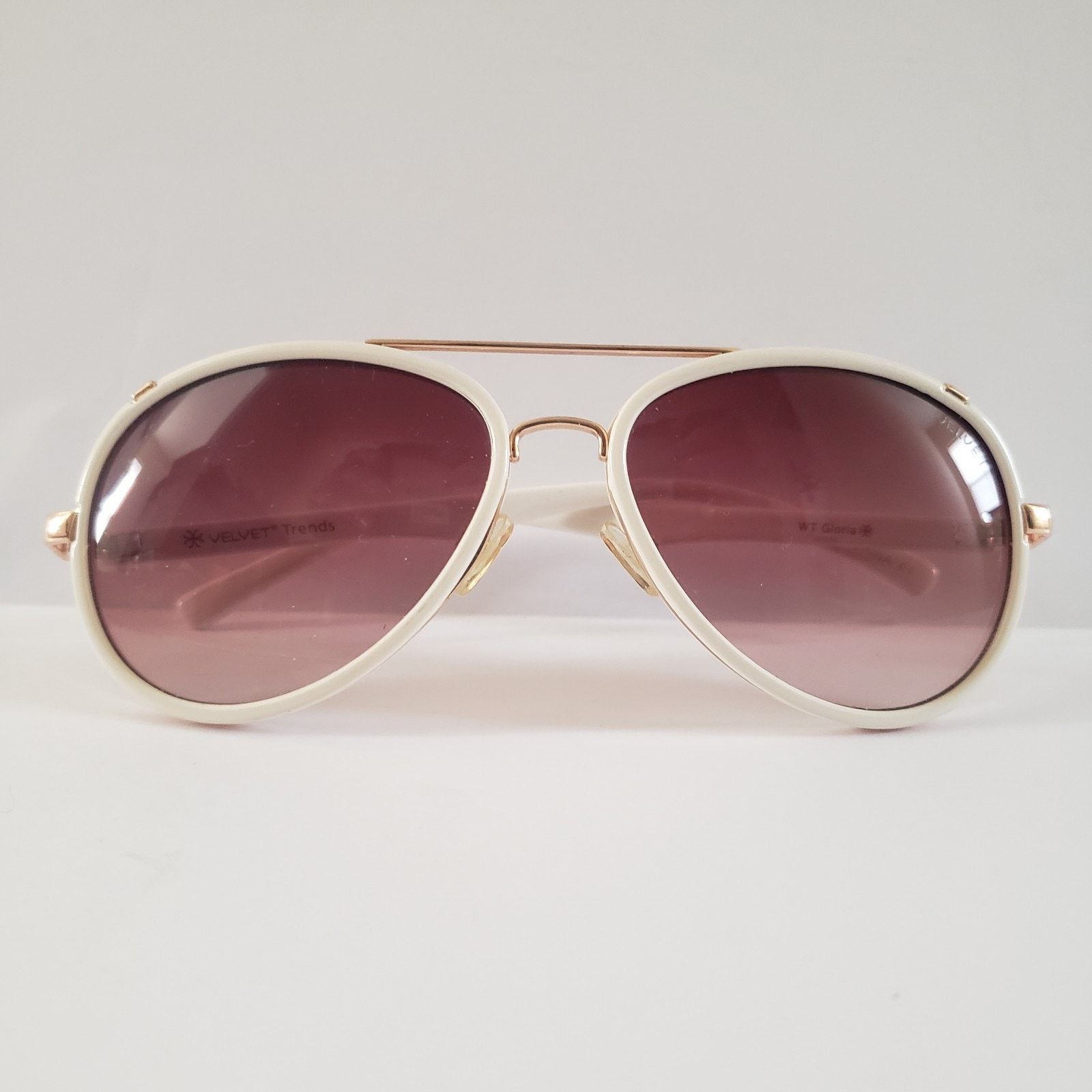 Velvet Velvet Trends Unisex Sunglasses WT Gloria WhiteAviator #A47S Size 26 - 9 Thumbnail