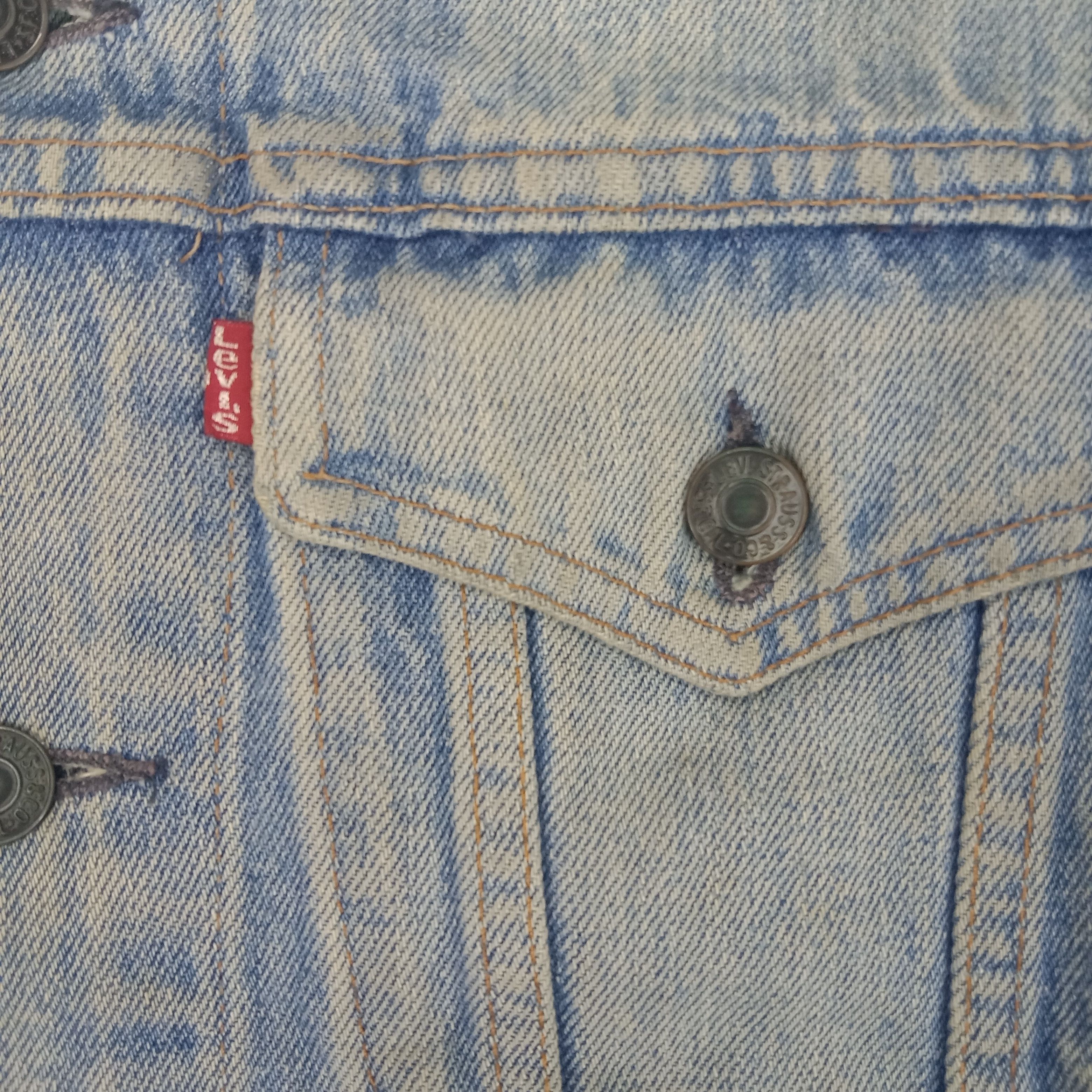 Levi's × Vintage Levi's 501 X Skulls Custom Art Bikers Denim Jacket Size US S / EU 44-46 / 1 - 5 Thumbnail