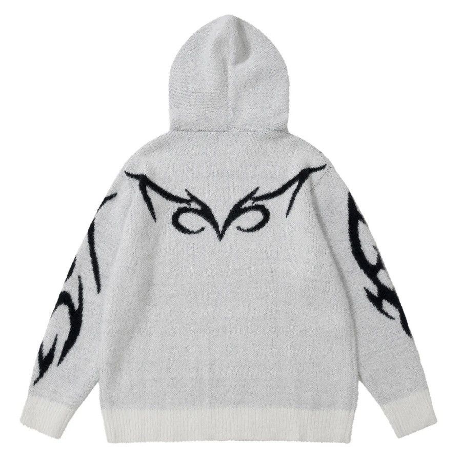 Vintage Knitted y2k Graphic Full Zip Gray Hoodie Size US L / EU 52-54 / 3 - 2 Thumbnail