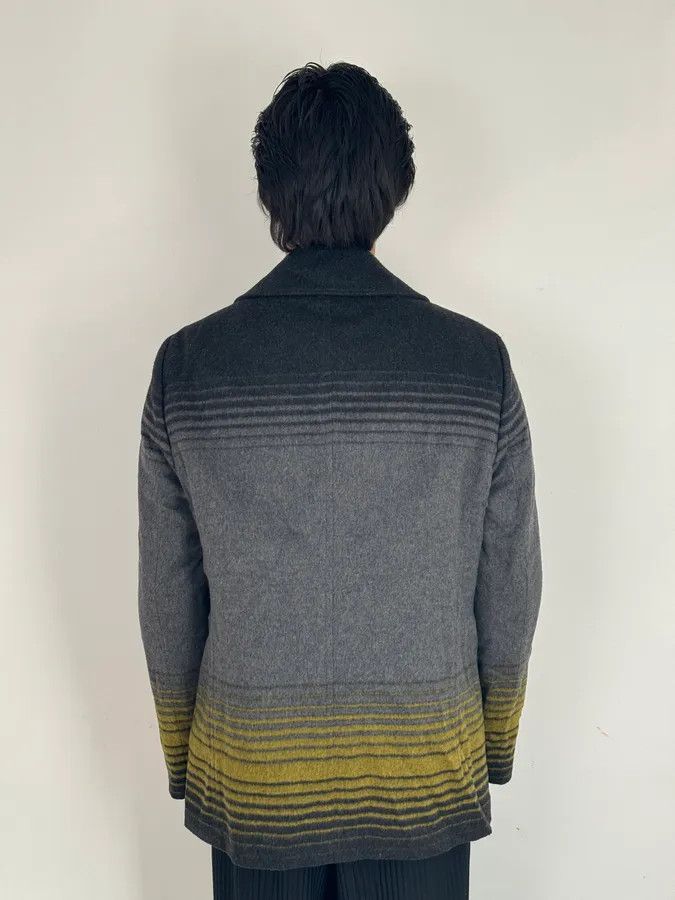 Armani FW2013 Emporio Armani Grey Gradient Striped Yellow Duffle Coat Size US L / EU 52-54 / 3 - 3 Thumbnail