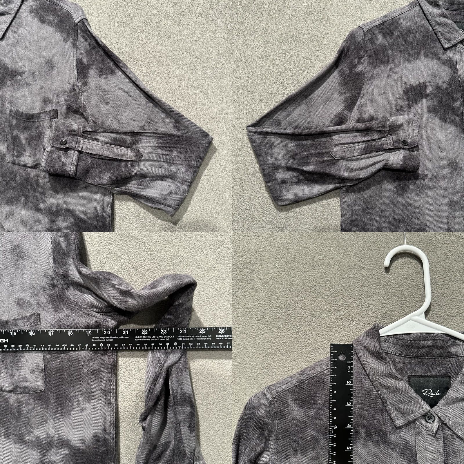 Rails Rails Shirt Womens Small Charcoal Tie Dye Button Down Flannel Rayon Size S / US 4 / IT 40 - 8 Thumbnail