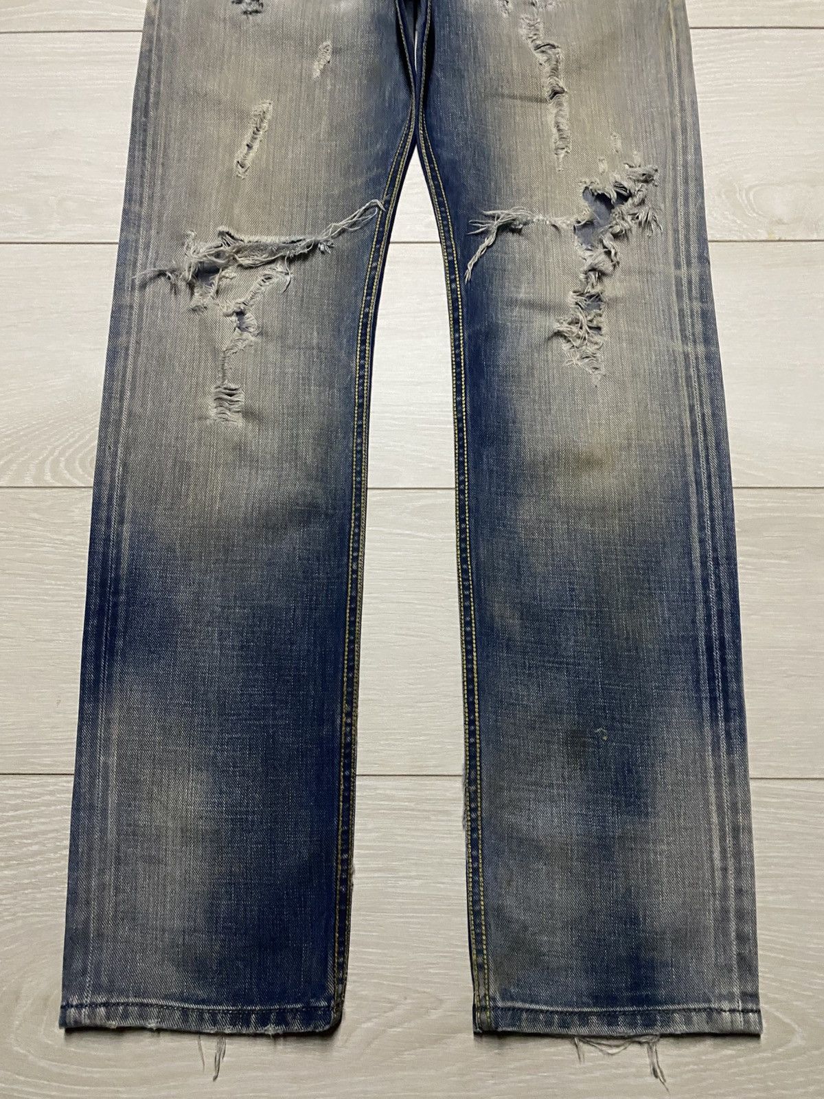 Diesel Black Gold Vintage Diesel Blue Eyecons Y2K Mud Wash Ripped Skinny Jeans Size US 32 / EU 48 - 5 Thumbnail