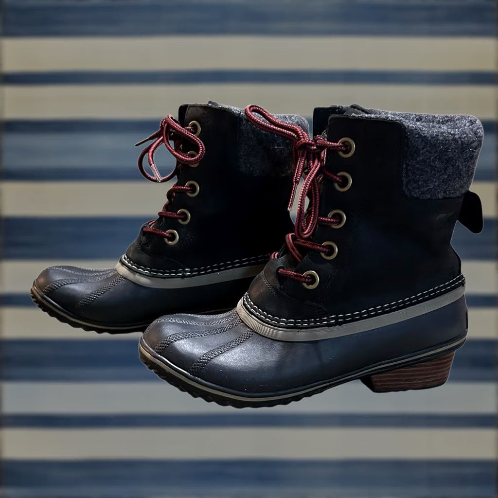 SOREL SOREL Slimpack II Winter Boots Black Leather/Rubber/Wool Waterproof Women Sz 6.5 Size US 7 / IT 37 - 1 Thumbnail