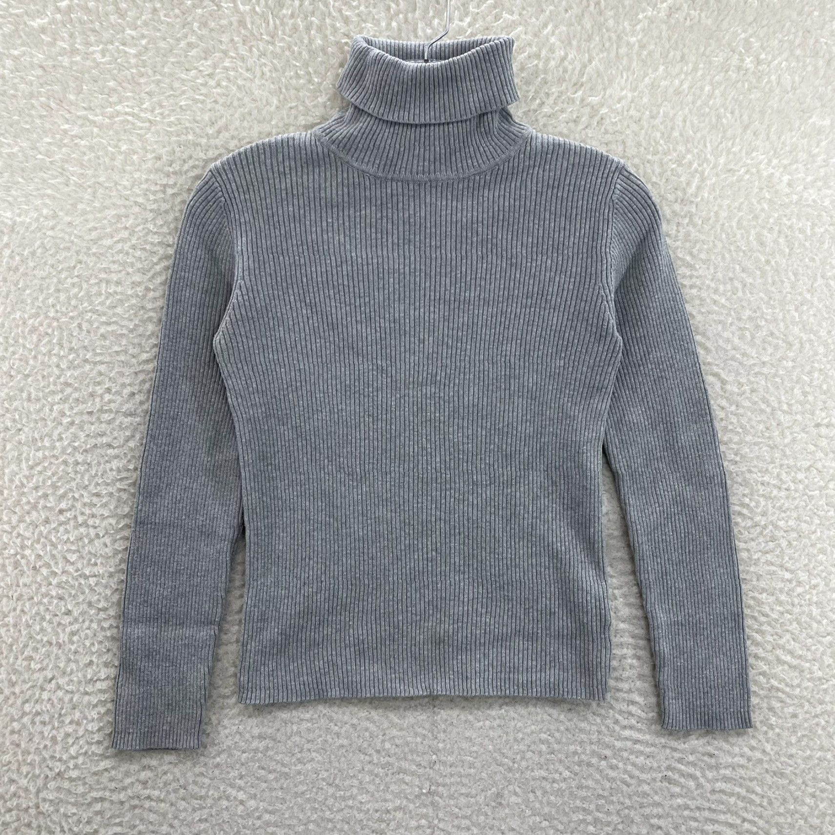 Faded Glory VINTAGE Y2K Turtleneck Sweater Womens Small Grey Rib Knit Pullover Long Sleeve, Faded Glory, Cotton, Grunge - S Size S / US 4 / IT 40 - 2 Thumbnail