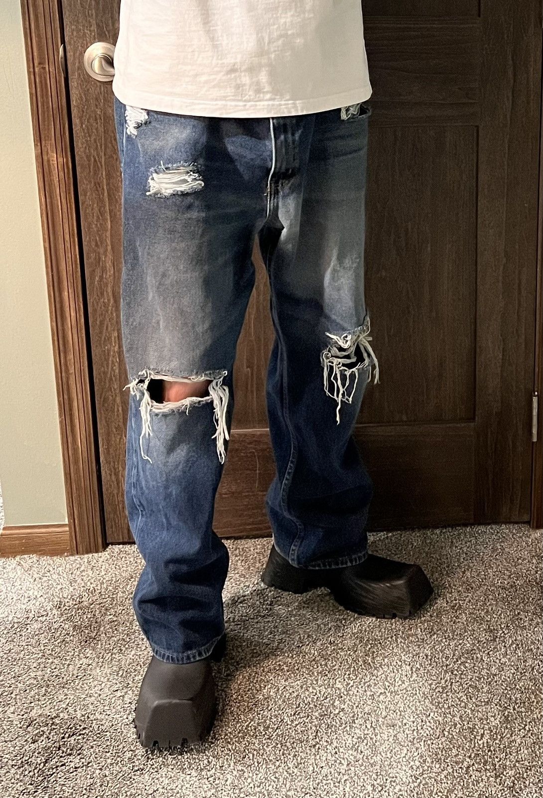 Japanese Brand × Vintage Baggy Distressed Denim 38x30 Size US 38 / EU 54 - 3 Thumbnail