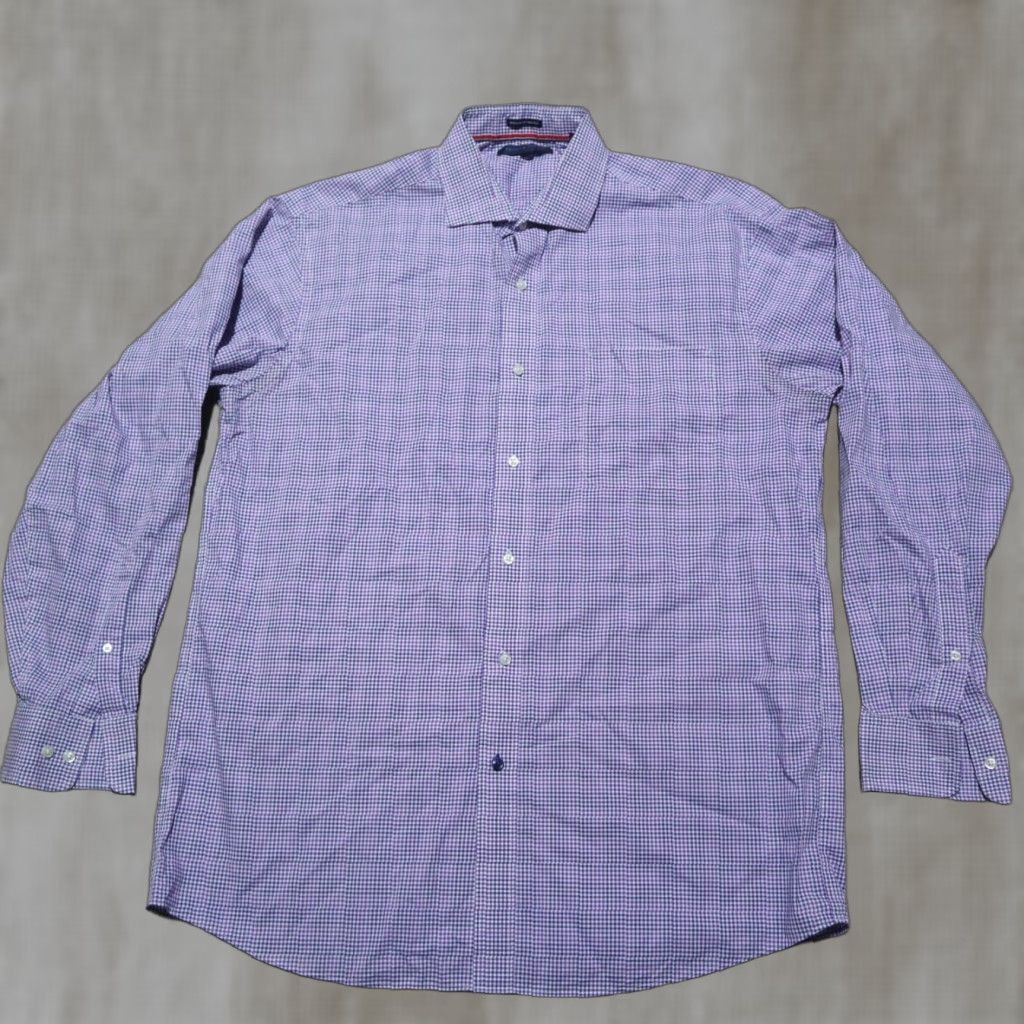 Tommy Hilfiger Tommy Hilfiger Shirt Purple Checkered Button-Up Long Sleeve Men's 16.5 34/35 Size US XL / EU 56 / 4 - 1 Thumbnail