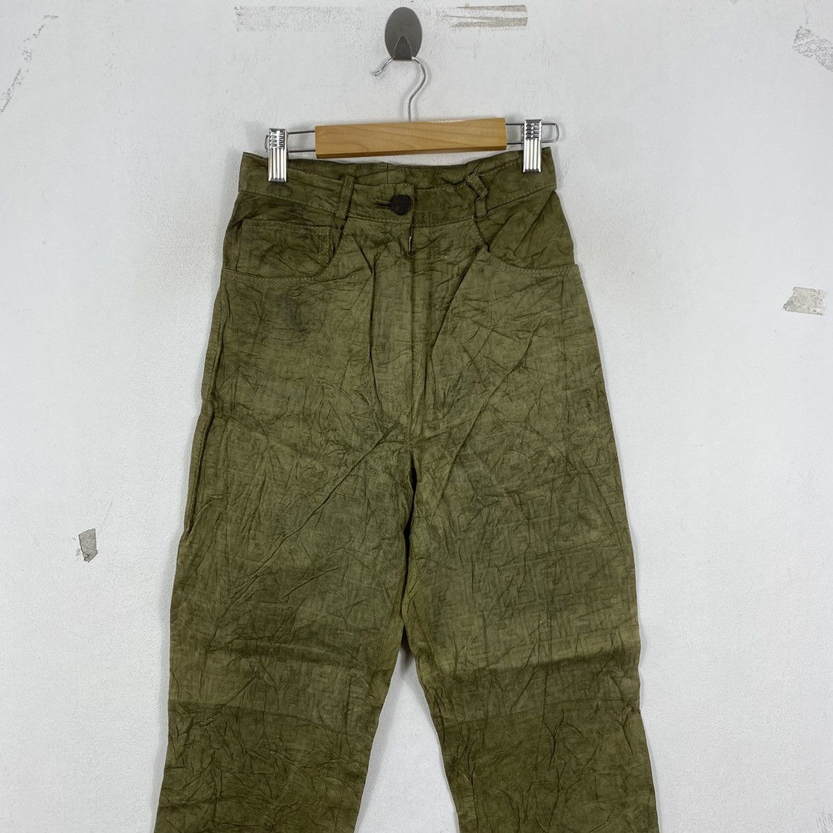 Fendi Vtg Fendi Olive Textured Leather Pants IT 38 XS Y2K Archive Size 38" / US 16 / IT 52 - 3 Thumbnail