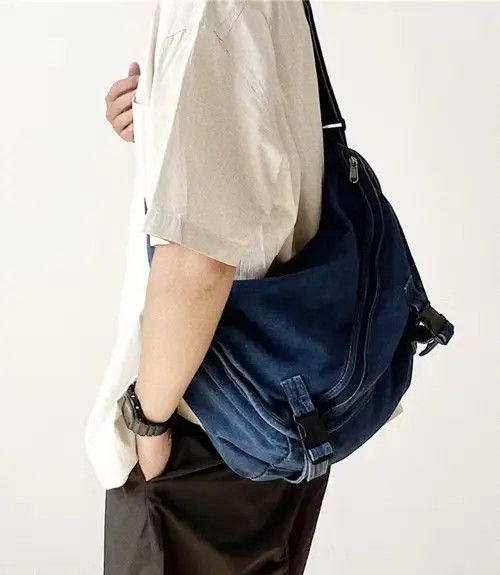 Indigo × Japanese Brand Bag Denim messenger shoulder bag with zip y2k vtg Size ONE SIZE - 4 Thumbnail