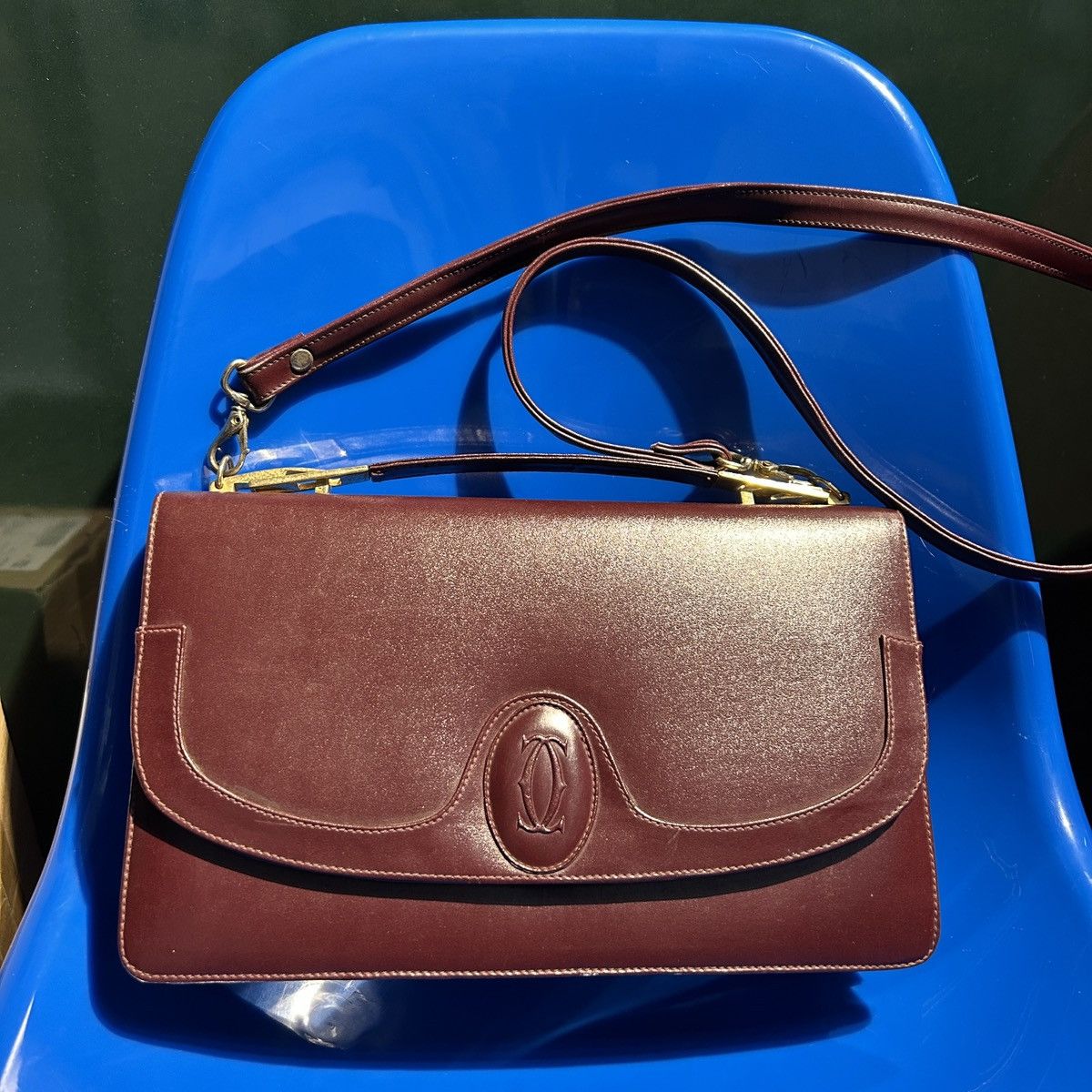 Cartier Cartier Vintage Burgundy Oval Logo Shoulder Bag – 70s/80s Size ONE SIZE - 1 Thumbnail