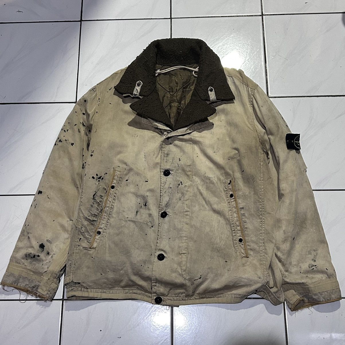 Massimo Osti × Stone Island × Vintage Destroyed worn Stone Island Raso Gommato vtg dutchrope liner Size US XXL / EU 58 / 5 - 2 Thumbnail