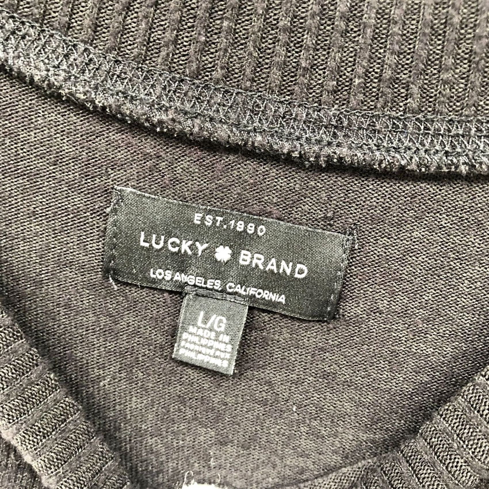 Lucky Brand Lucky Brand Crewneck Fleece Sweatshirt Womens L Black Relaxed Knit Lightweight Shirt Sweater Pullover Casual 90s? Size L / US 10 / IT 46 - 6 Thumbnail
